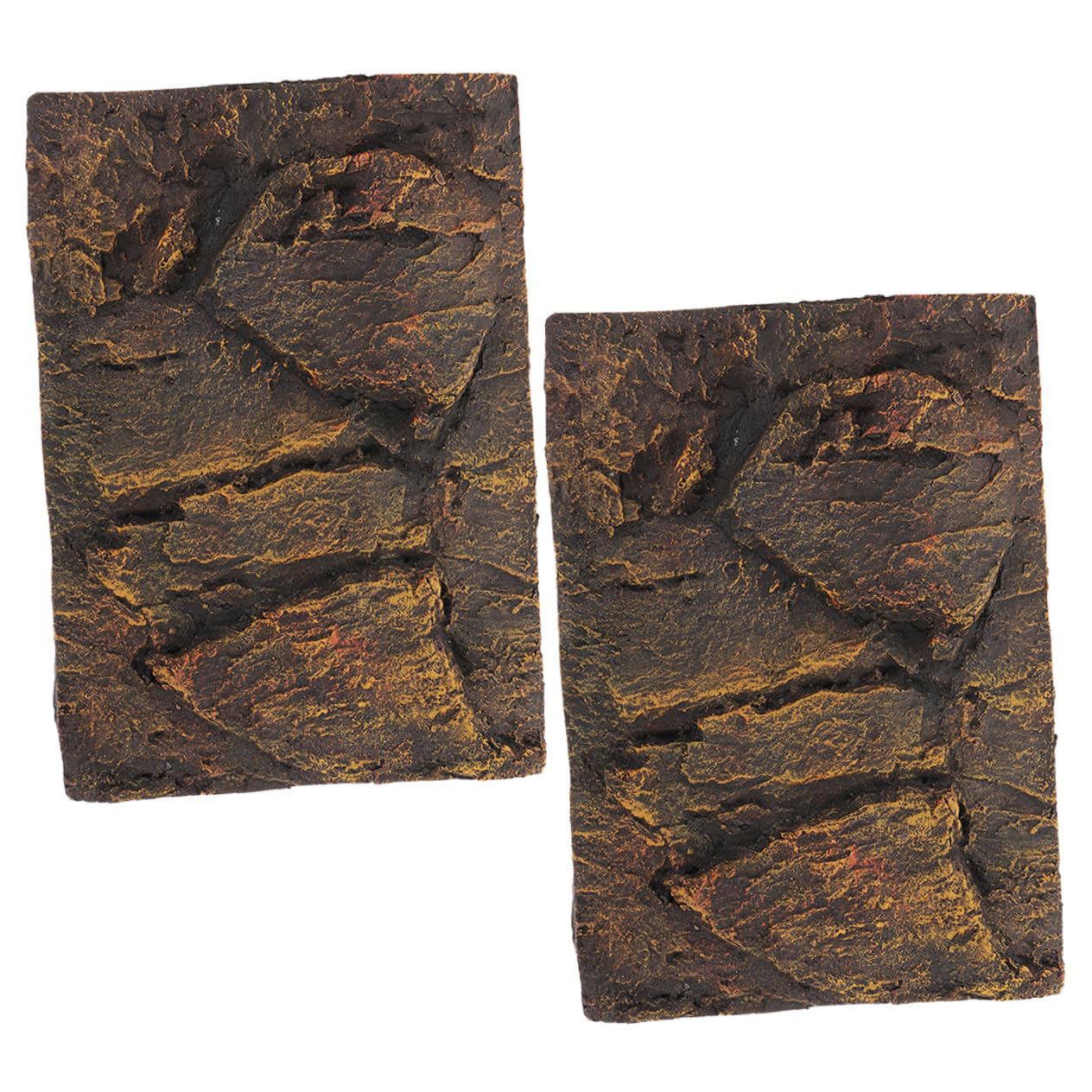 Cabilock Tablero Decorativo de Fondo 3D para Terrario de Reptiles, Fondo de Pecera para Tanque de Tortugas, Material PU Resistente, Diseño Natural Amarillo, Paquete 2 Piezas, Adecuado