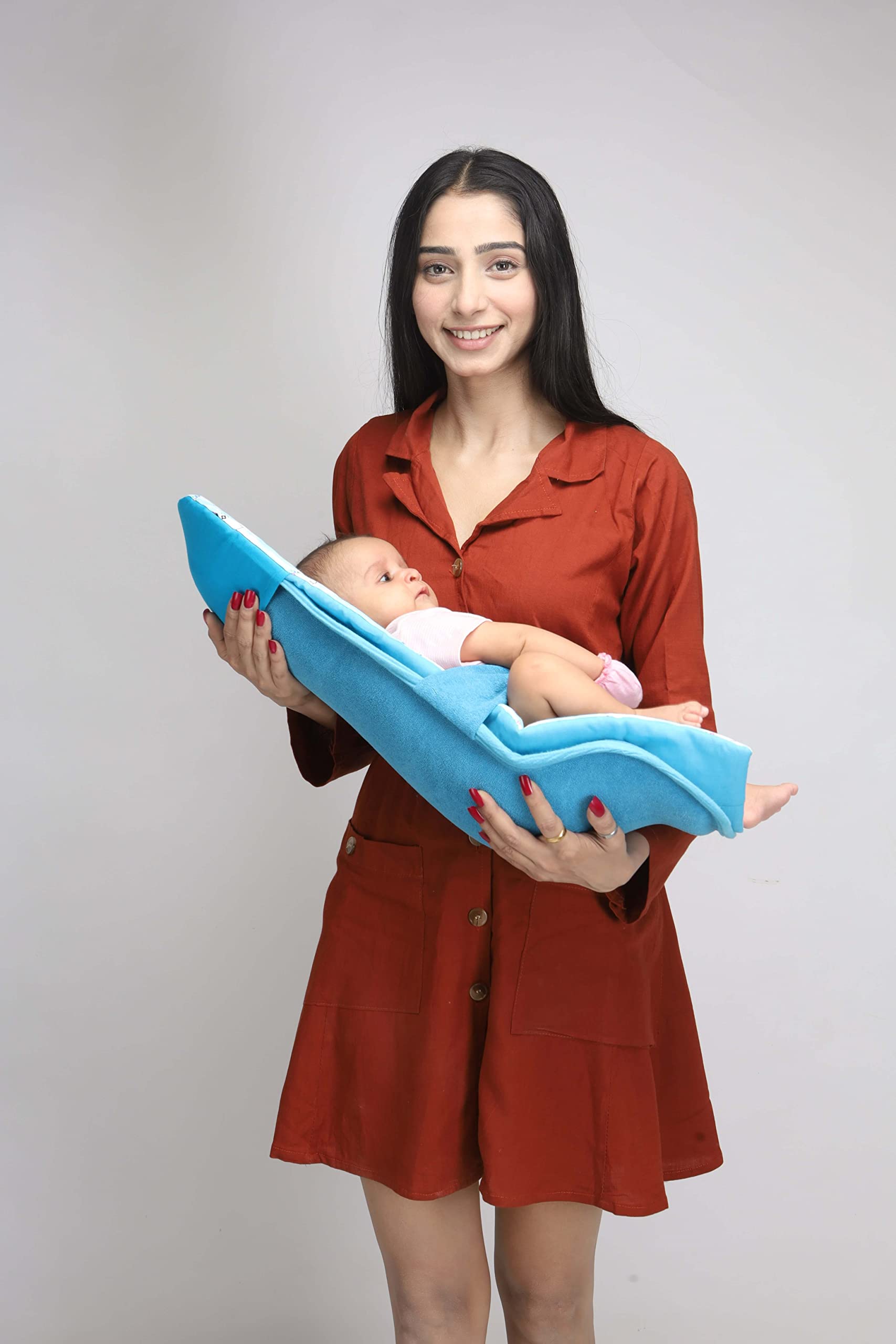 HOOPA 2in1 Infant Carrier for Newborn (0–4 Months) | Reclined Carrying & Breastfeeding Support | Strong Back Support | Indoor & Outdoor Use | Feeding Pillow | Nursing pad | New born Carrier |Dark Blue 2