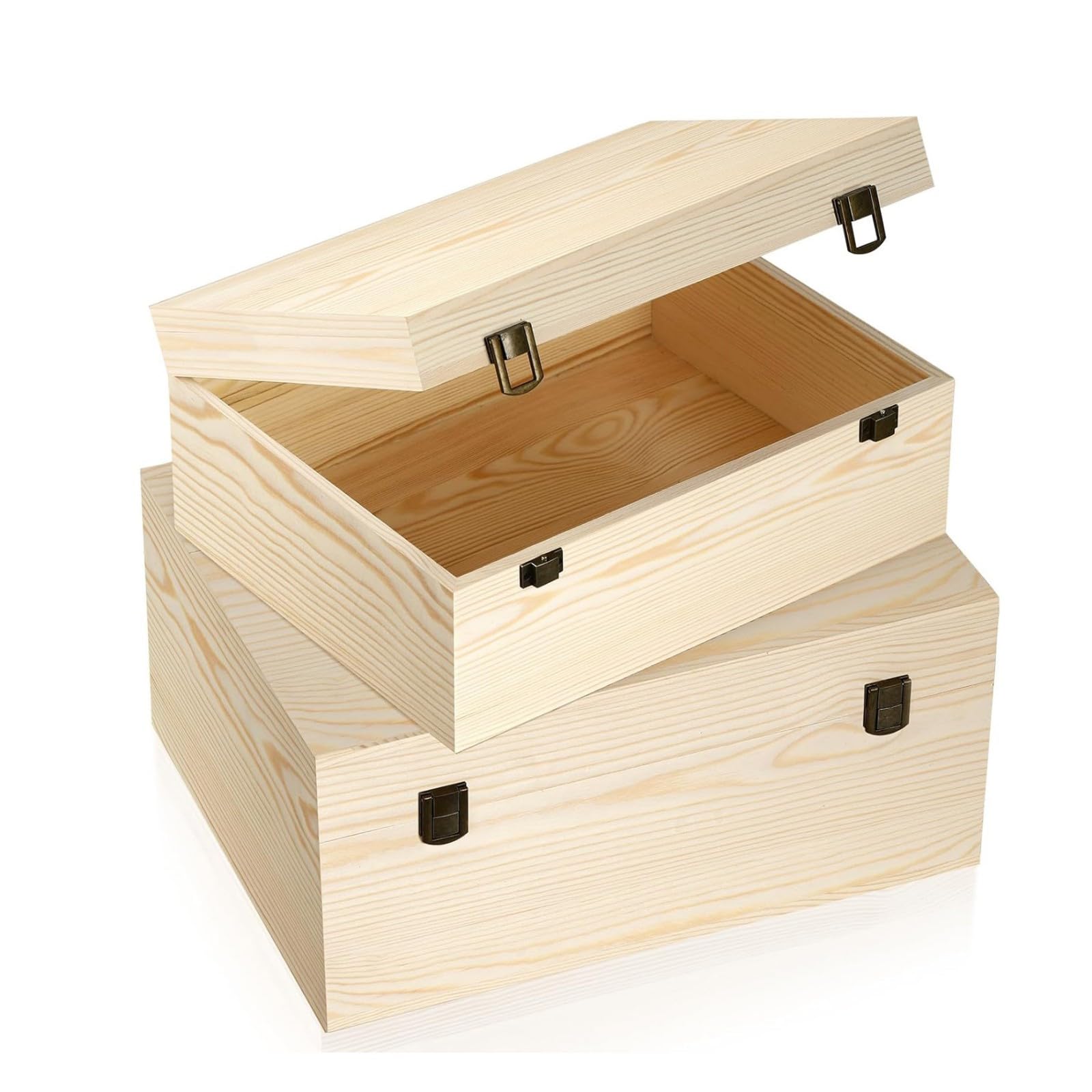 Kalttoy Multicolor Diys Unfinished Wood Storage Box Large Unfinished Wooden Box With Hinged Lid And Front Clasp For Arts Gifts Jewelry Treasure Chests