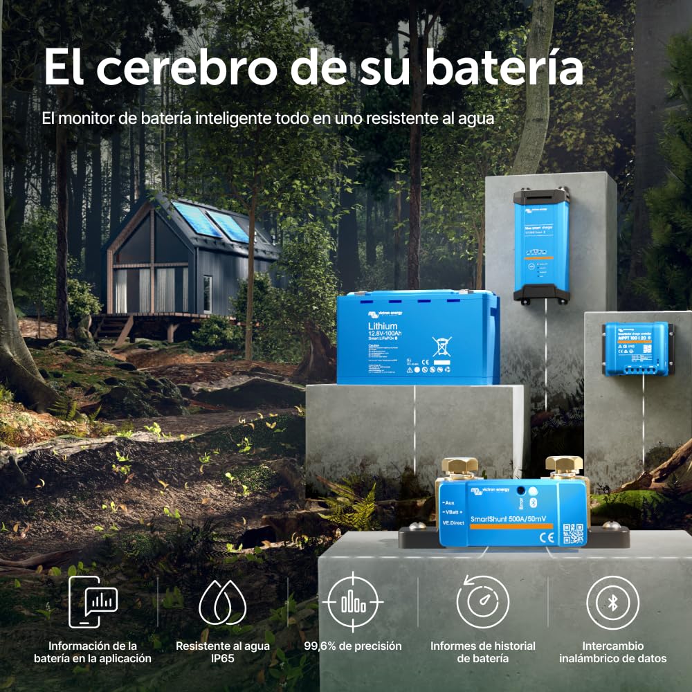 Victron Energy SmartShunt IP65 Monitor de Batería de 500 amperios (Bluetooth)