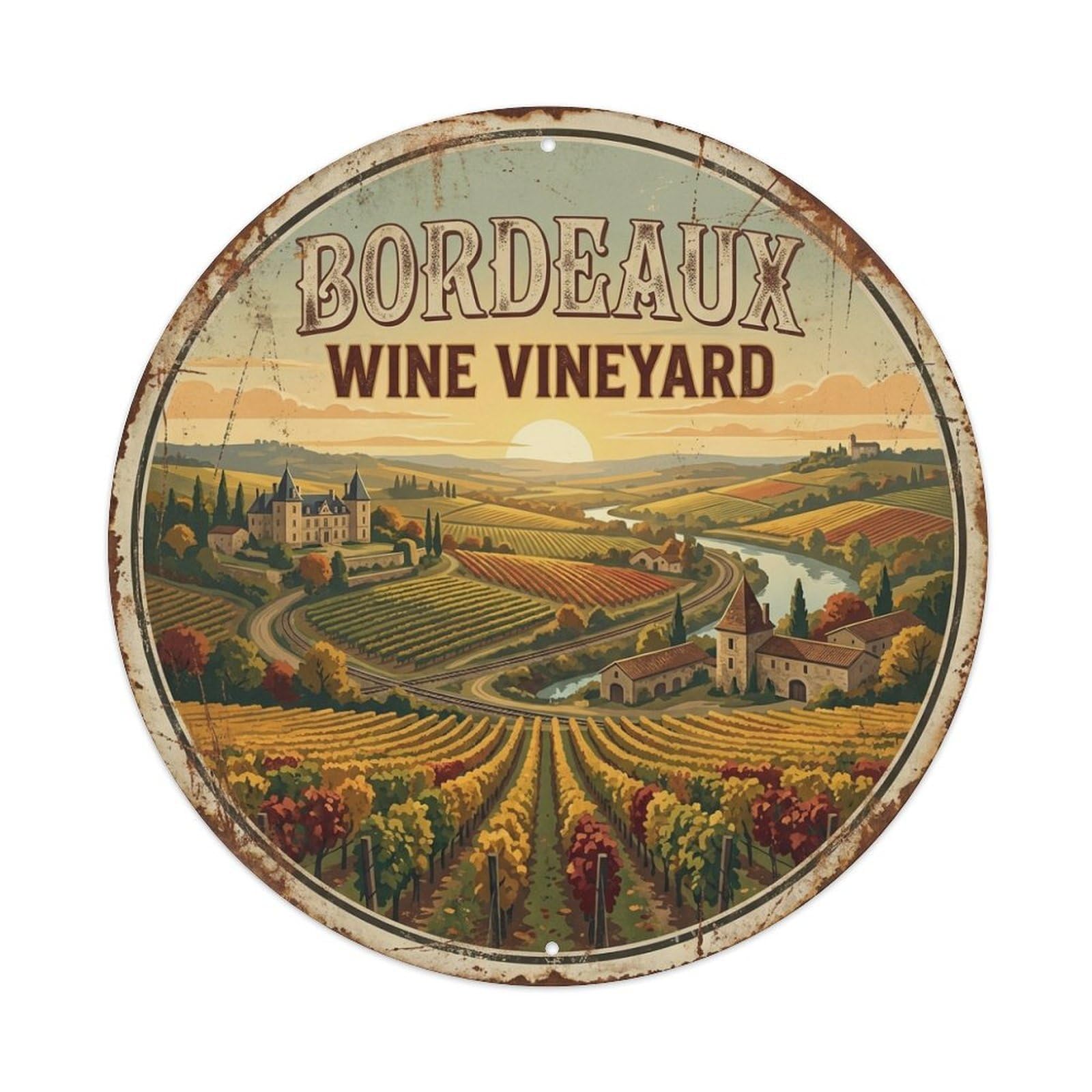 Cellar Culture Travel Wine Vineyard Bordeaux City Metal Tin Sign