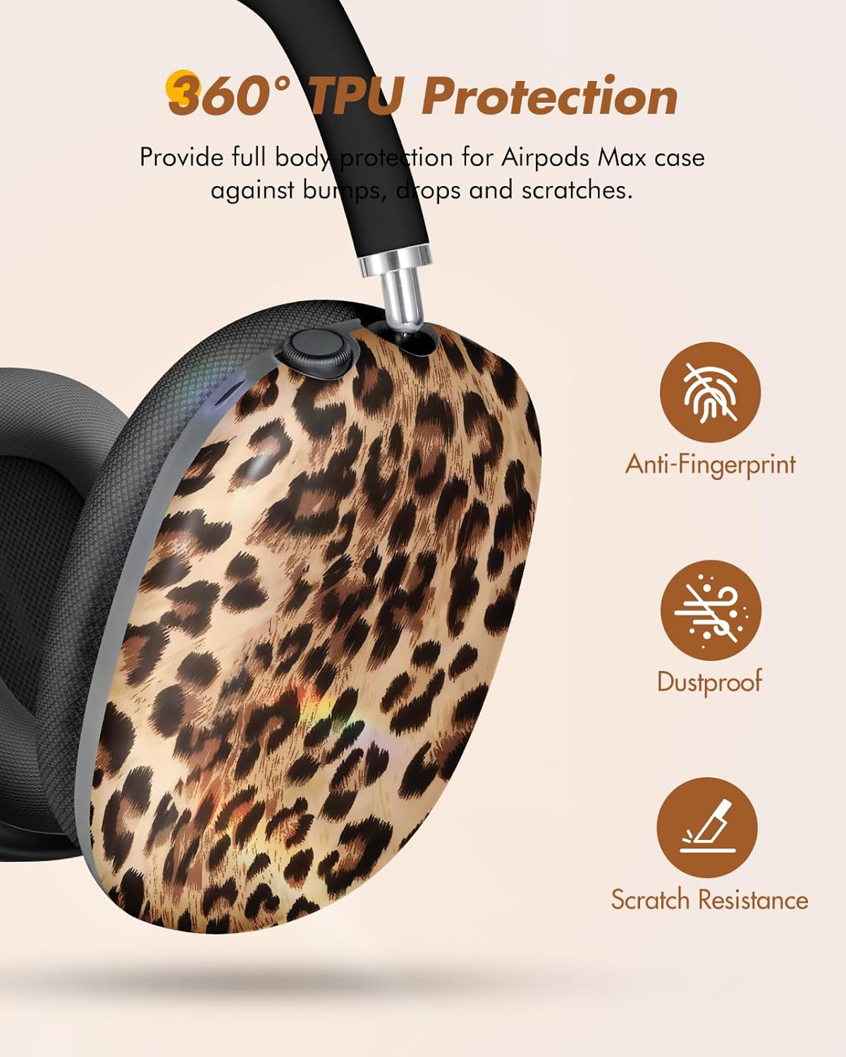 Joyleop for Airpods Max Case - Stylish Durable Hard for AirPods Max Covers, Cool Protective Headphones Case with Unique Design, Pretty Essential Accessories for Headphones, Leopard - Image 2