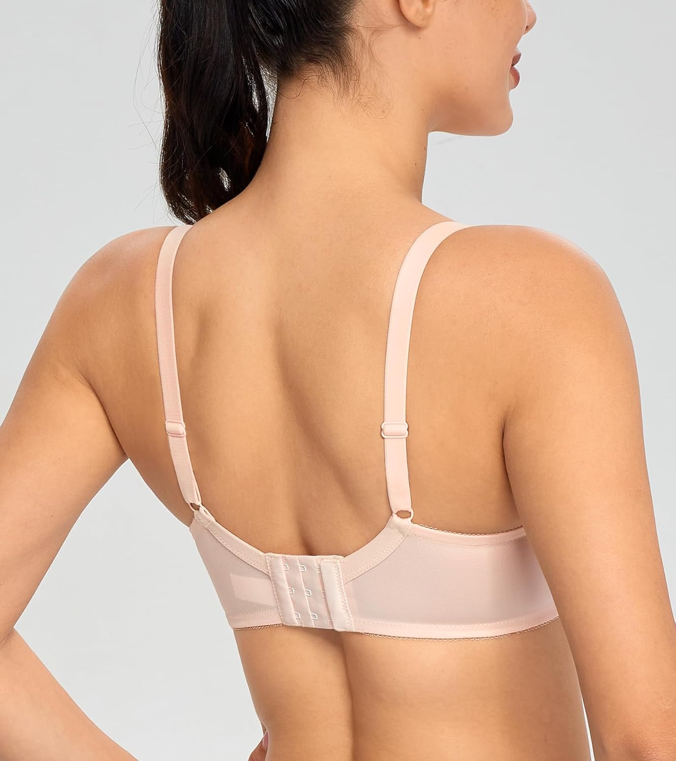 HACI Women's Unlined Minimizer Bra Full Coverage Deep V Underwire Plus Size Lace Everyday Mesh Big Bust - Image 6