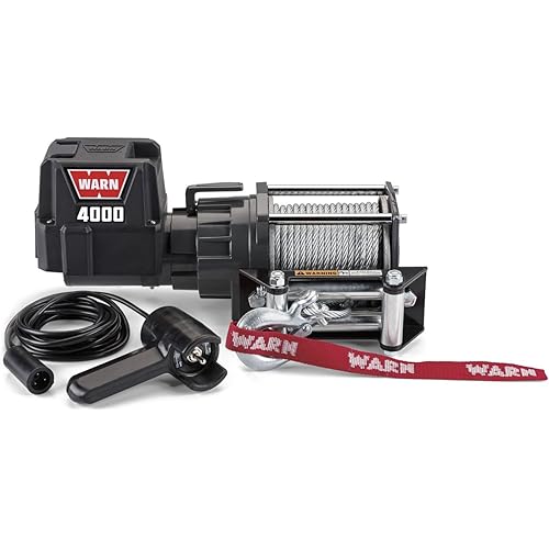 WARN 94000 4000 DC Series 12V Electric Winch with Steel Cable Rope: 7/32" Diameter x 43' Length, 2 Ton (4,000 lb) Capacity