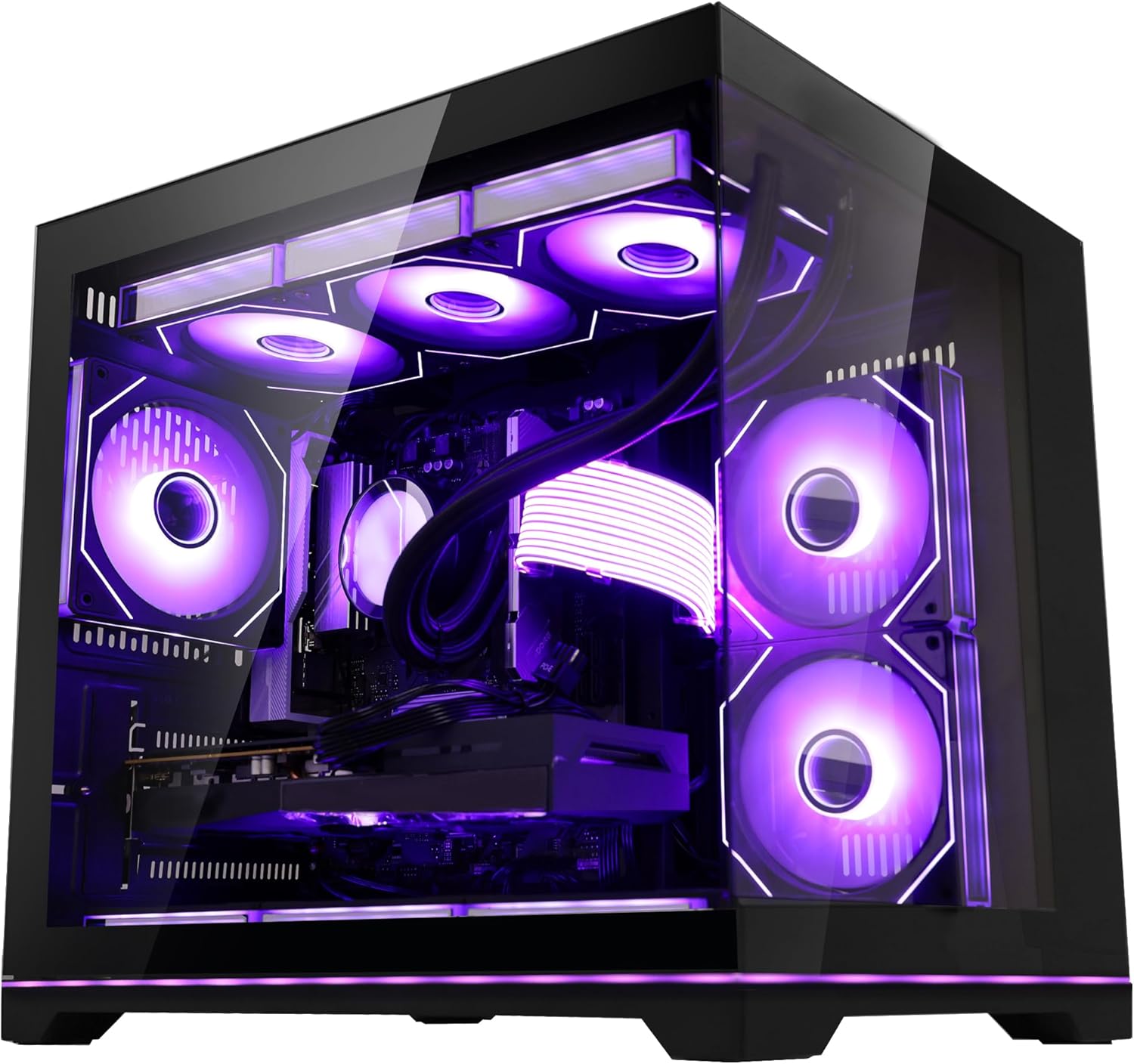 Ocean Park Black AI Gaming PC Gamer Desktop Computer, AMD Ryzen 5 9600X 6-Core 3.9GHz, RTX 5060 8GB, 32GB DDR5, 1TB PCIe SSD, 850W PSU, 360mm AIO & APP RGB Fan Control, Windows 11