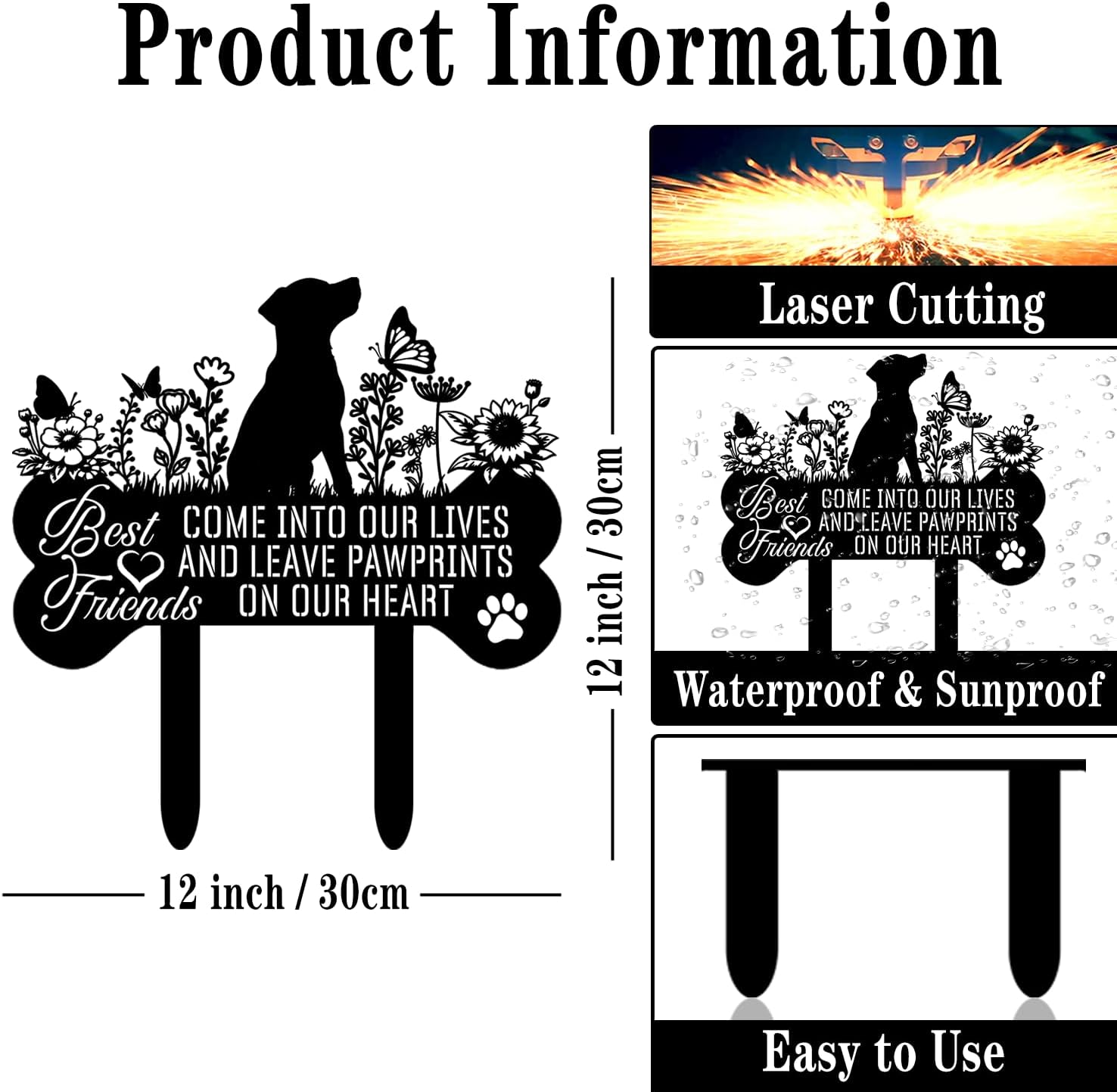 Pet Grave Markers Dog, Metal Pet Metal Memorial Garden Stake, 26" Pet Memorial Wind Chime, Gifts for Loss of Dog, Dogs Wind Chimes