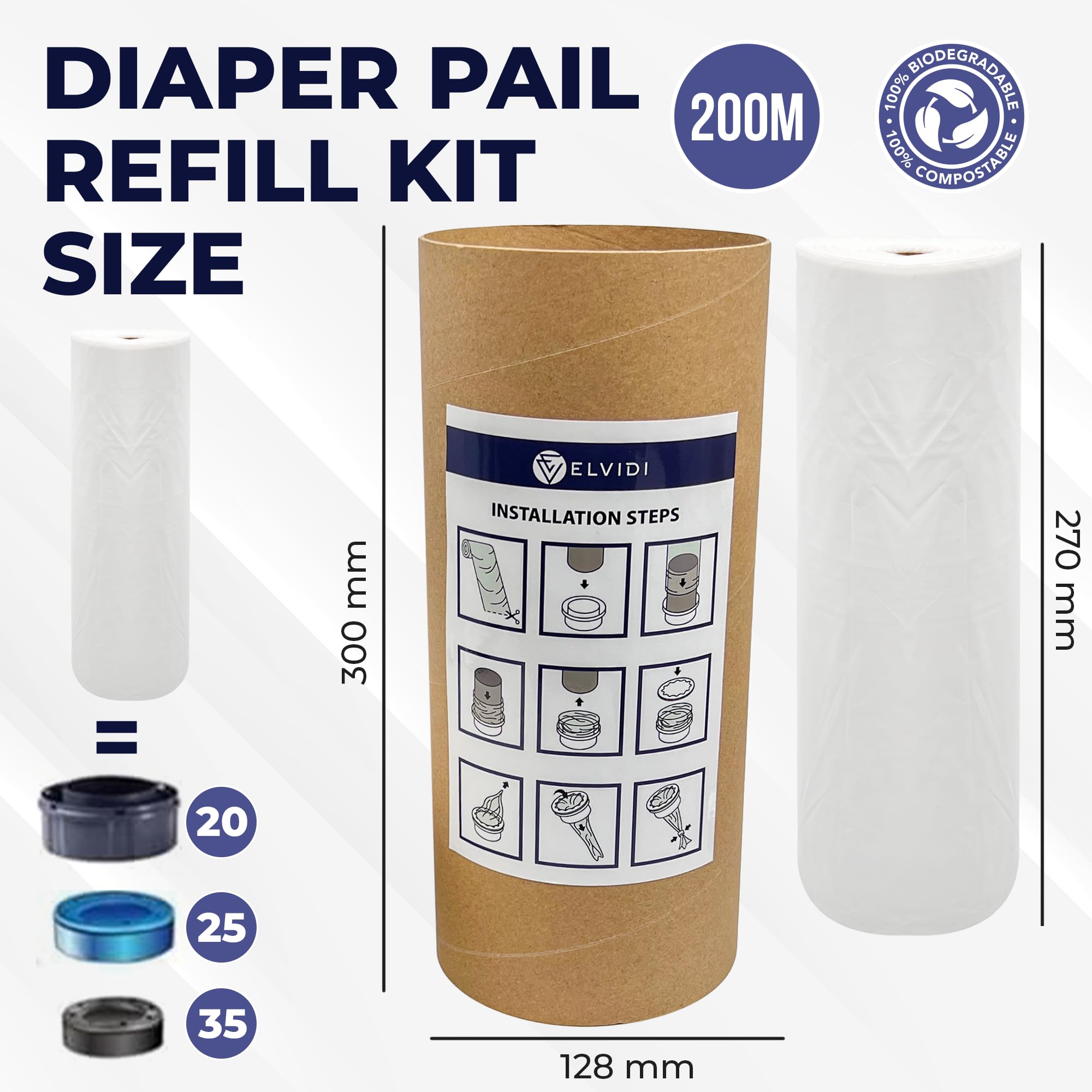 200 m de recambios de cubo de pañales, forros desechables, compatibles con Diaper Genie y más