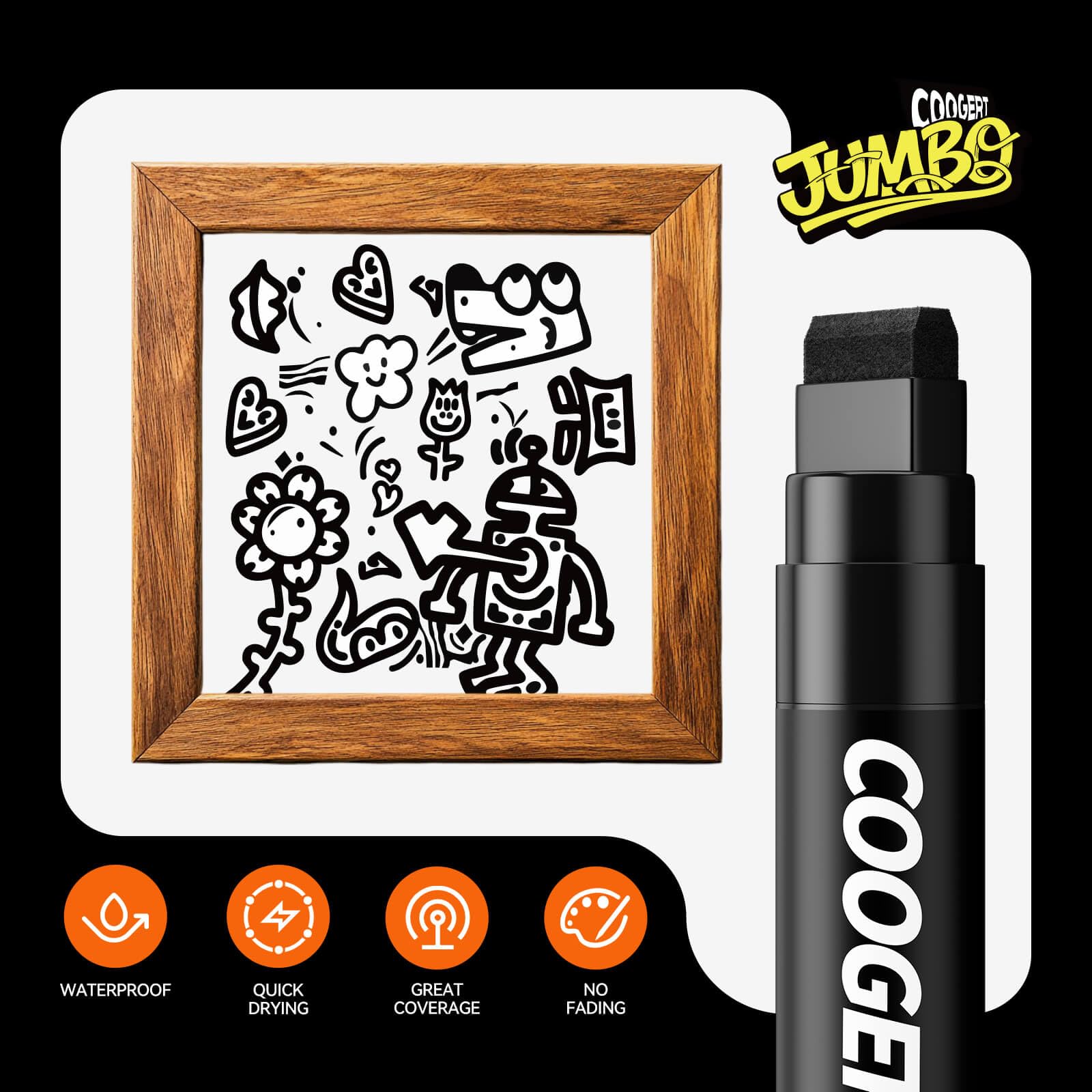 Amazon.com: Coogert 3Pcs Black Jumbo Poster Markers, 15MM Thick