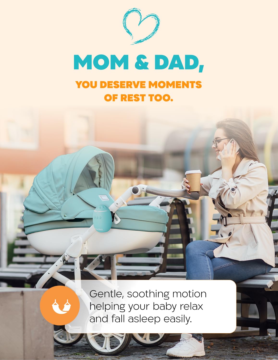 Automatic Baby Rocker for Stroller - Multi-Function Universal Stroller Rocker & White Noise Sound Machine for Baby, Rocking Device & Portable Sound Machine Travel w/Built-in Sounds & Speaker