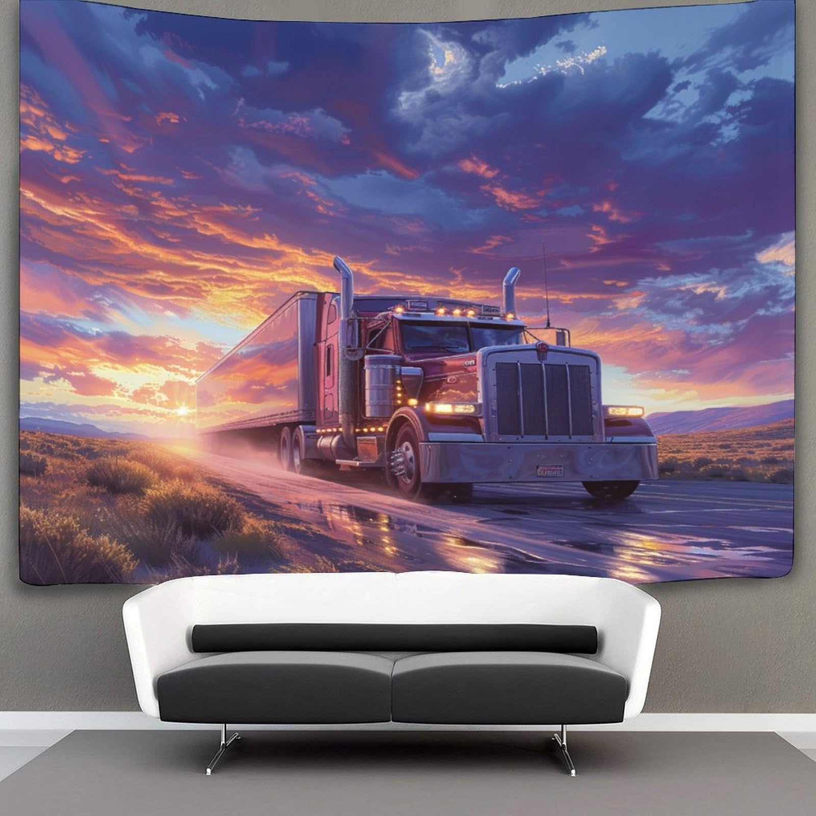 DHBANEIOK 3D Big Truck Print Wall Blanket Home Decoration Bedding Poster Wall Art Tapestry Tapestries Wall Hanging Soft Polyester for Bedroom Living Room, Dorm & Room Decor 150cmx200cm