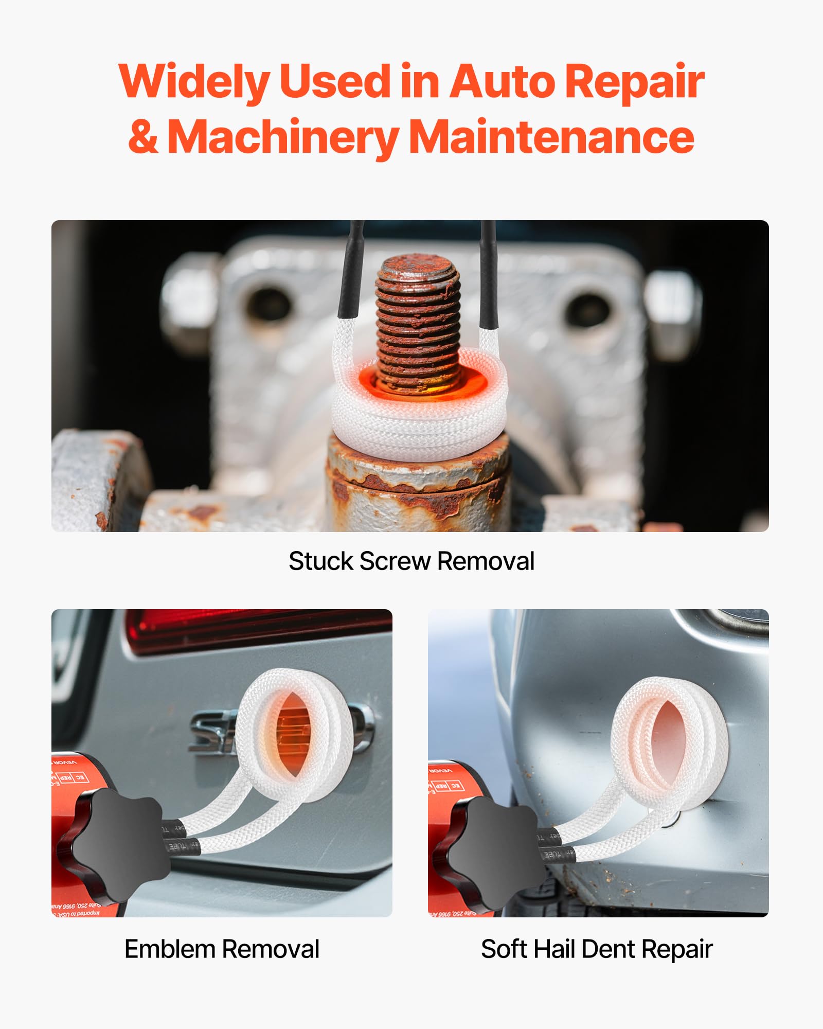 VEVOR Rimozione Bulloni Riscaldatore a Induzione, 1500 W 230 V, Strumento Portatile per la Rimozione di Dadi, Mini Macchina Riscaldante per la Rimozione di Viti Arrugginite, con 8 Bobine e Scatola