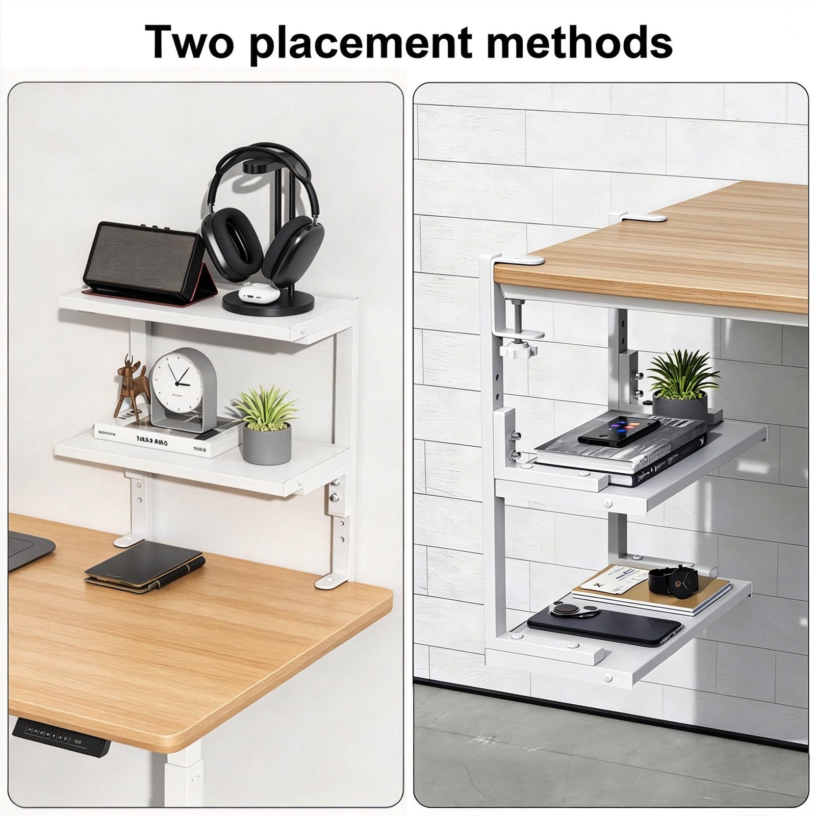 Spacrea 2 Tier Desk Shelf - Clamp On Storage -5