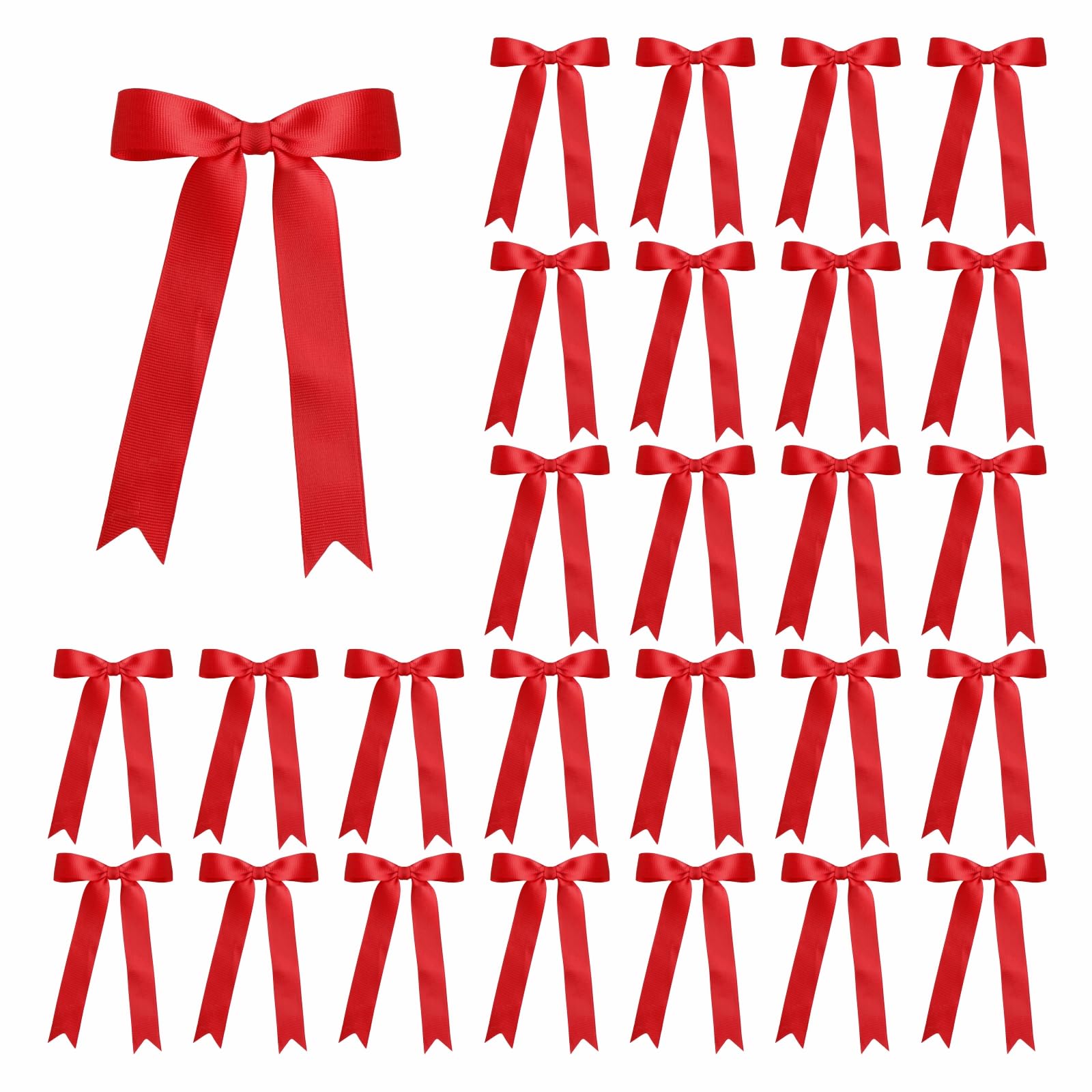 Meseey 30 Pcs 5x7 Inch Red Grosgrain Ribbon Bows with Twist Ties, Pre-Tied Large Red Decorative Bows for Gift Wrapping, Wedding, Graduation, Birthday,