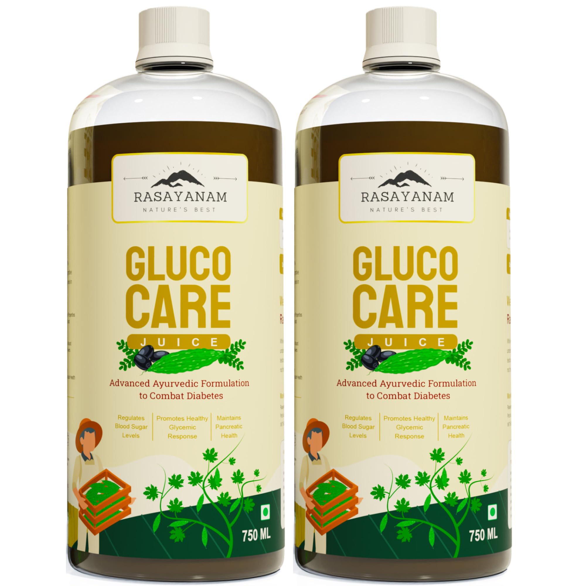 Rasayanam GlucoCare Juice For Diabetes Care - 750ML PACK OF 2 | Jamun, Karela, Gudmar, Methi, Neem, Amla, and Banaba | Helps Increase Natural Insulin Production & Maintain Healthy Sugar Levels (B0CRRPD2LS) Amazon Price History, Amazon Price Tracker