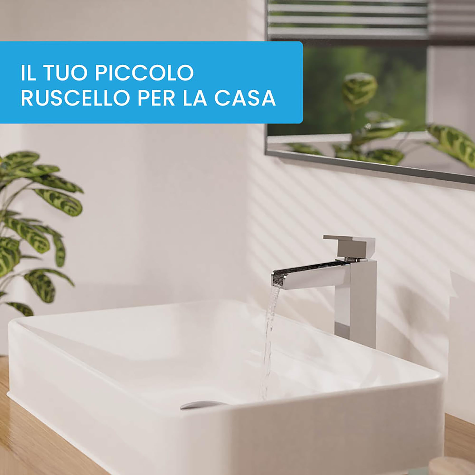 Bächlein Rubinetto alto per bagno con design ruscello, miscelatore monocomando extra alto con kit di montaggio per lavabo, rubinetto da bagno cromato