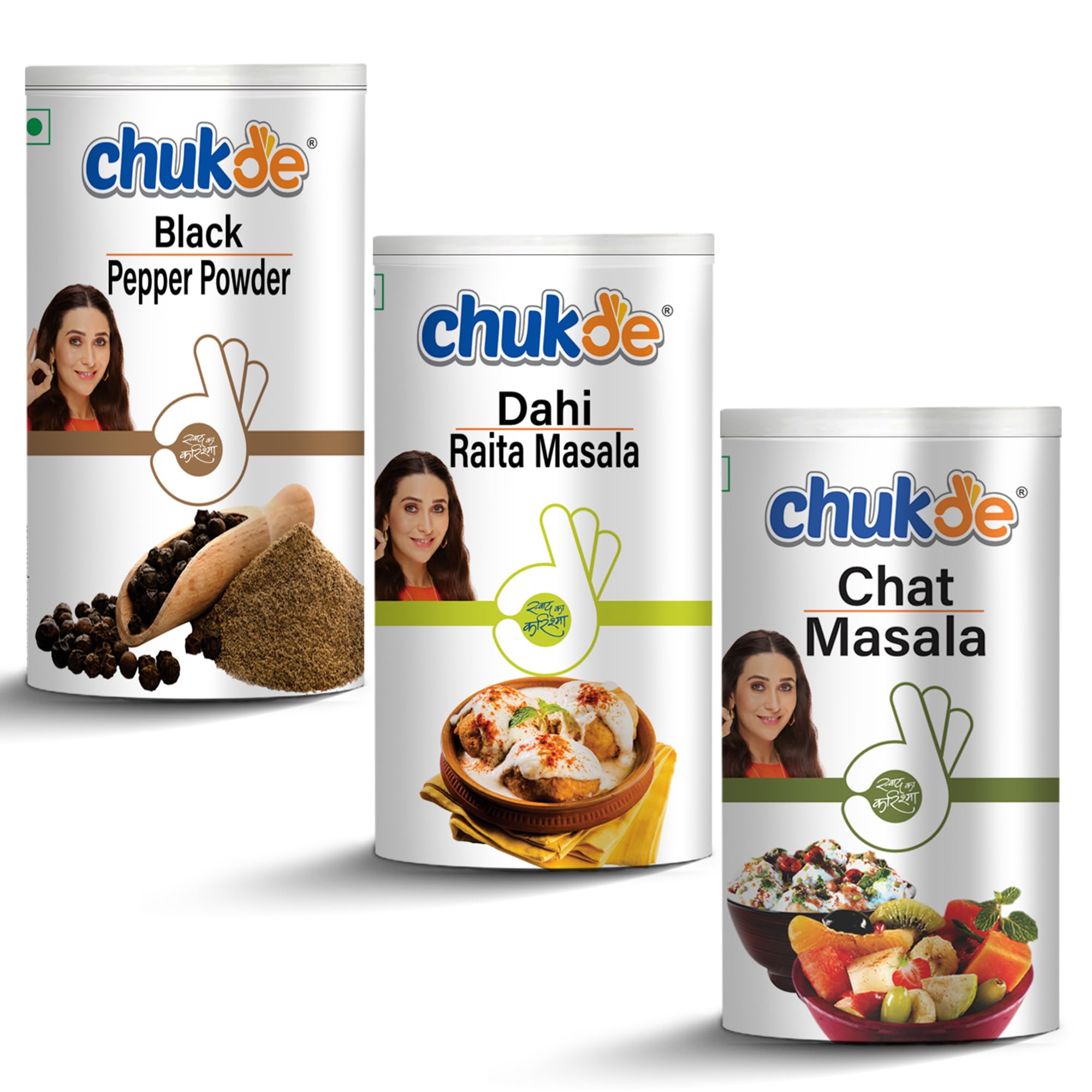 Chukde - Chat Masala 100 Gm, Dahi Vada Raita Masala 100 Gm & Black Pepper 100 Gm - Indian Spices - Combo Pack-image-17