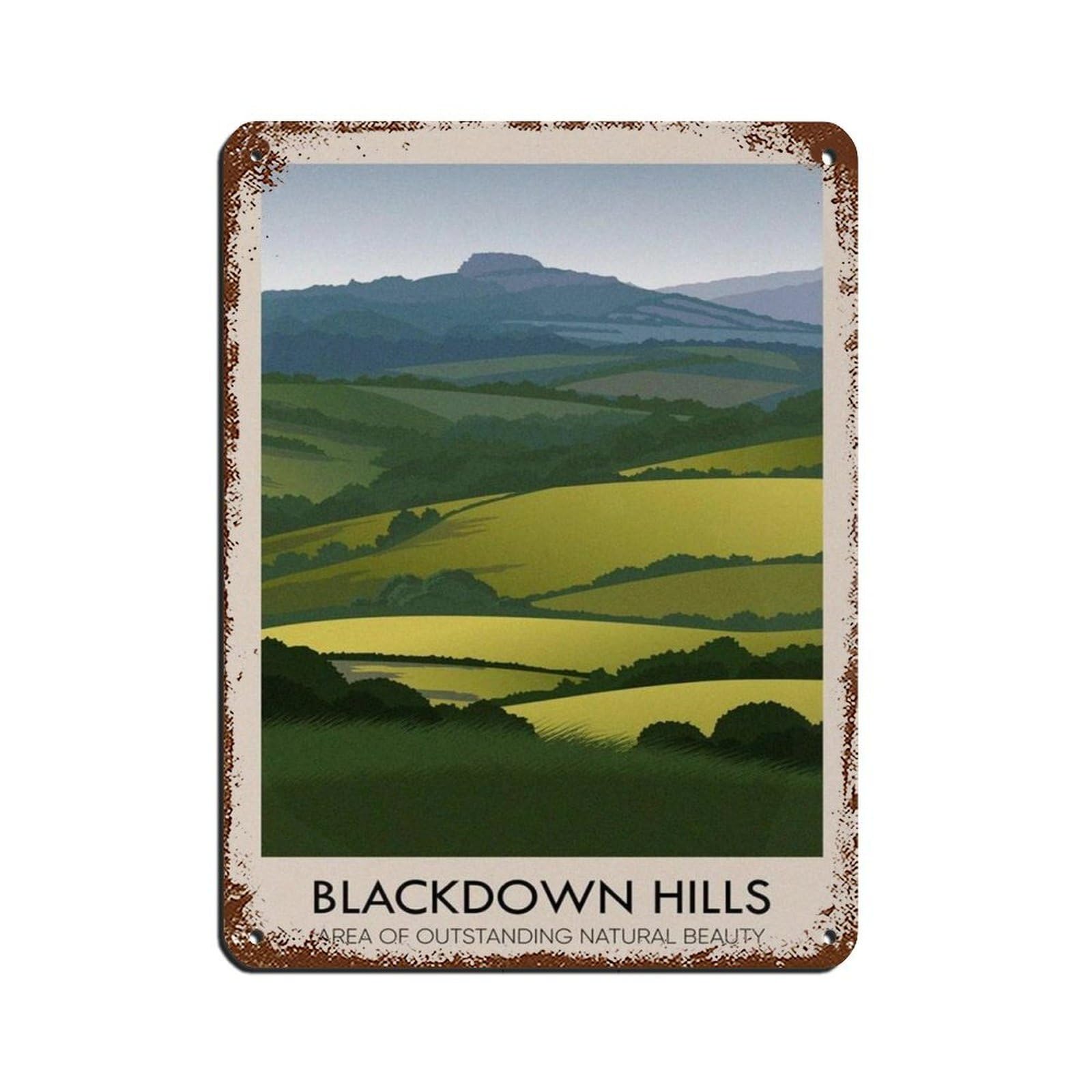 Lxwnze 30L X 40W Cm Blackdown Hills Aonb Poster Tin Sign Vintage Metal Pub Club Cafe Bar Home Wall Art Decoration Poster Retro 12X16inch(30X40cm)