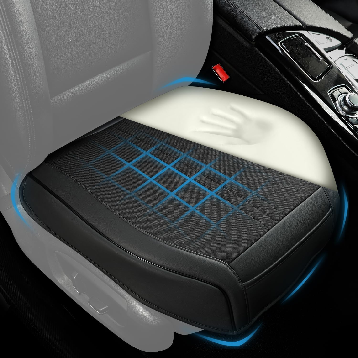 GIANT PANDA Bottom Car Seat Cover for Driver,Front Seat Cover with Memory Foam Cushion,Ideal for Long Drives,Relieves Sciatica and Tailbone Pain, Fits 95% of Vehicles, Black