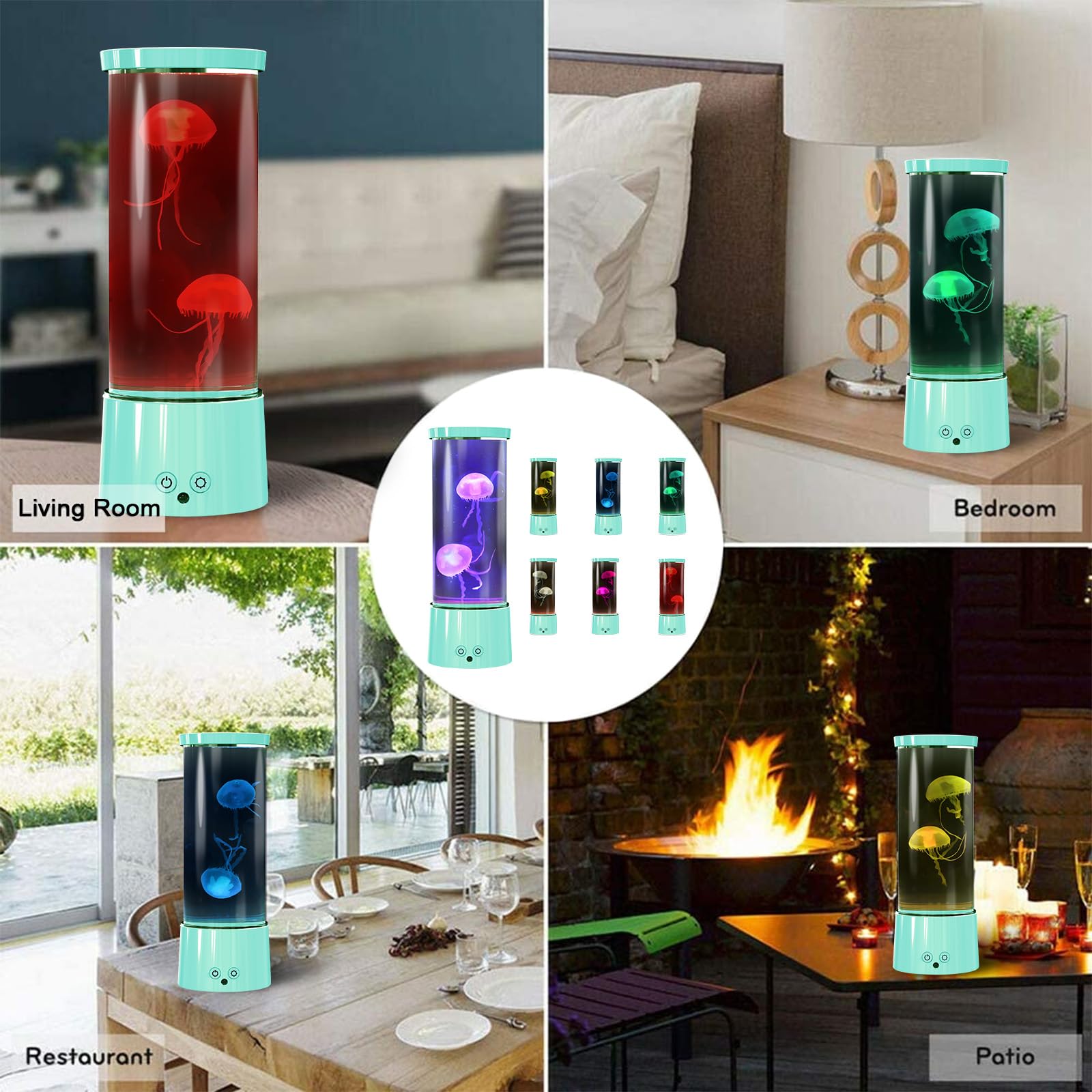 17 Farben Quallen Lavalampe, dimmbares LED Aquarium Nachtlicht für Kinder
