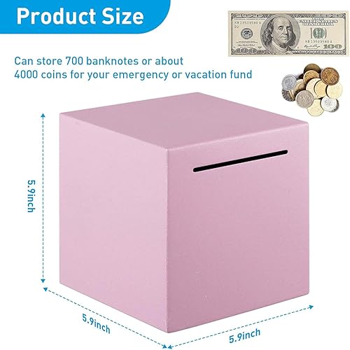 Miniatura 33 de Alcancía para adultos, hucha segura hecha de acero inoxidable, solo puede salvar la alcancía que no se puede sacar (7.9 pulgadas)