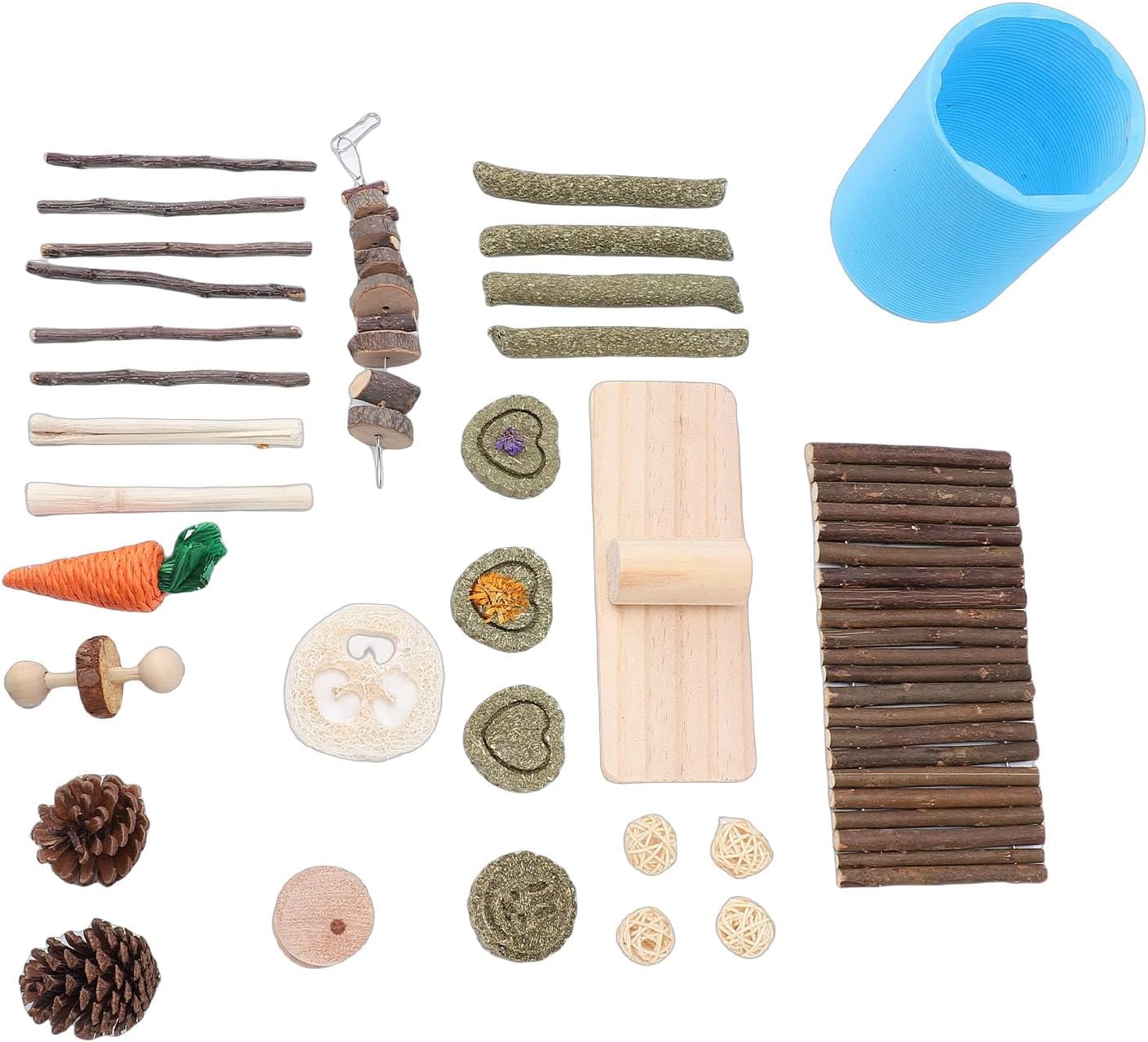 GLOGLOW Nan Hamster Toy Set, Birch Wood Chewable Enrichment for Small Animals Pet Toys