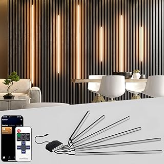 Lichaser Schwarz LED für Akustikpaneele, 6 Stück Eingebetteter Akustikpaneele LED Streifen Warmweiss Alexa Kompatibel, Selbstklebend Strip für Wandpaneele Beleuchtung, Regal (40 * 2+60 * 2+90 * 2 cm)