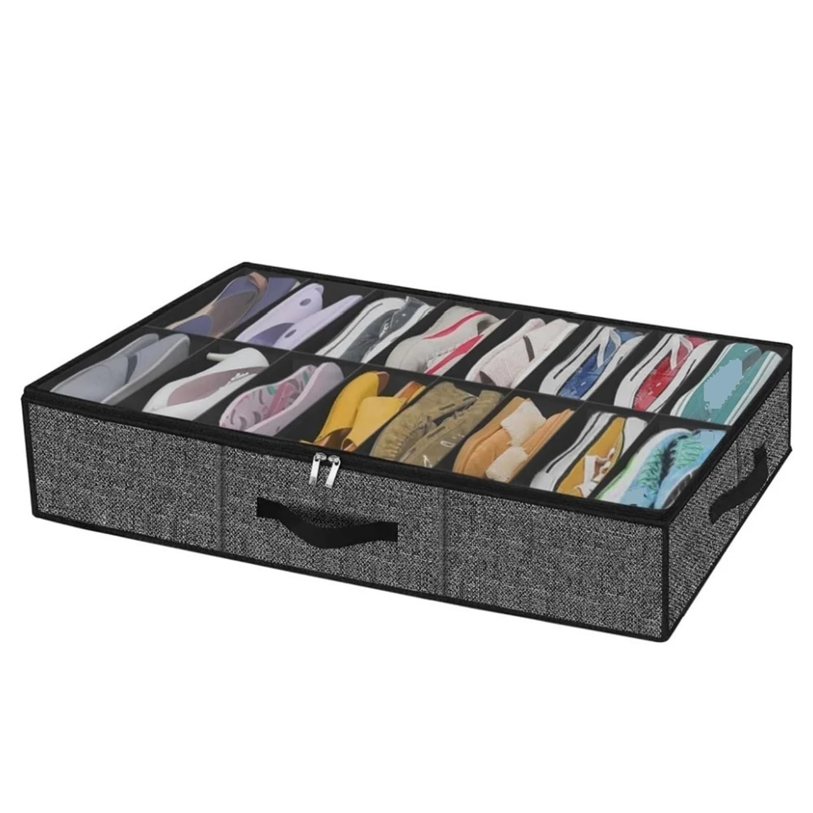 EWUHYFP Storage Boxes Shoe Storage Organizer Box For Under Bed, Fit 12 Pairs, Collapsible Closet Underbed Shoes Container Bags With Reinforced Handles(Black)