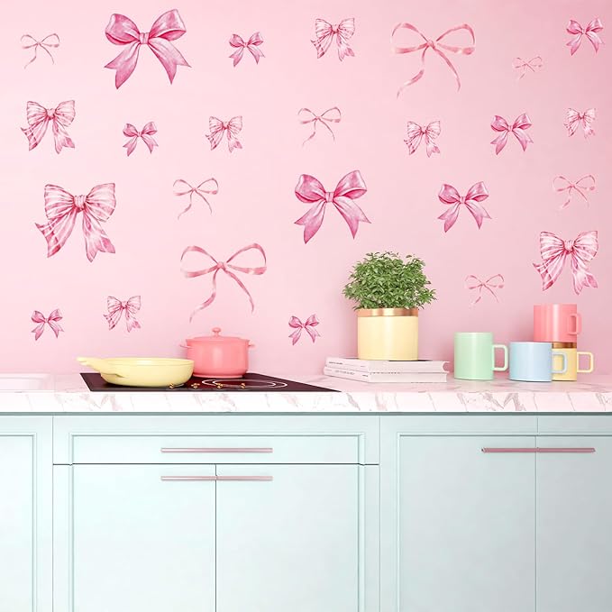 Whaline 12 Láminas Pegatinas de Pared Lazo Rosa Agua miniatura 7