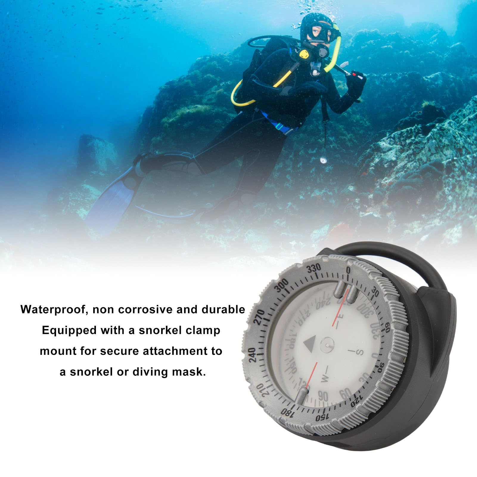 Brújula de Submarinismo de 50M, Herramienta de Navegación Magnética Luminosa para Buceo, Deportes Acuáticos, Material ABS