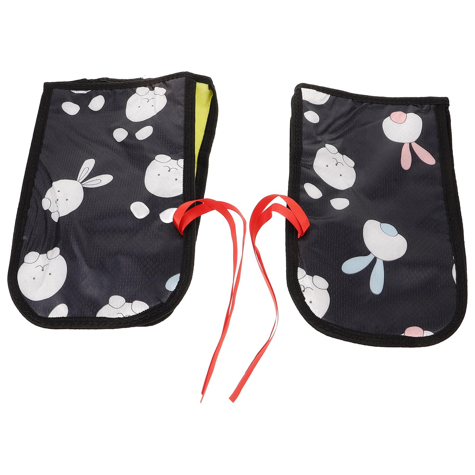 Waterproof Breathable Handlebar Mittens with Cartoon Design for Electric Bike Winter Riding Windproof Cycling Gloves Black Rabbit Pattern