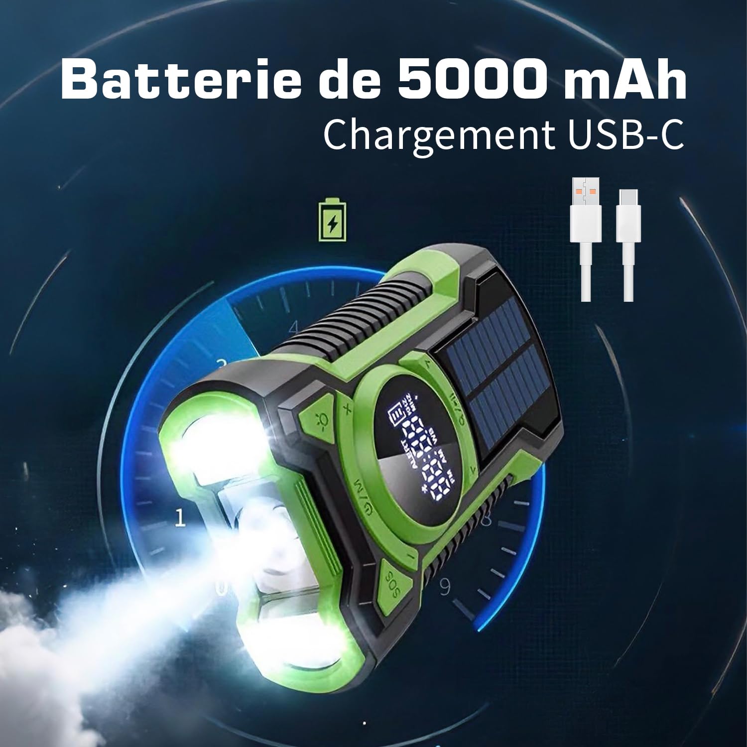Radio de Survie d'urgence Rechargeable 5 000 mAh, étanche IPX5, Radios Portable FM/AM, Solaire d'urgence avec Manivelle, Idéale pour Les Urgences, Les Pannes de Courant et Le Bluetooth Domestique