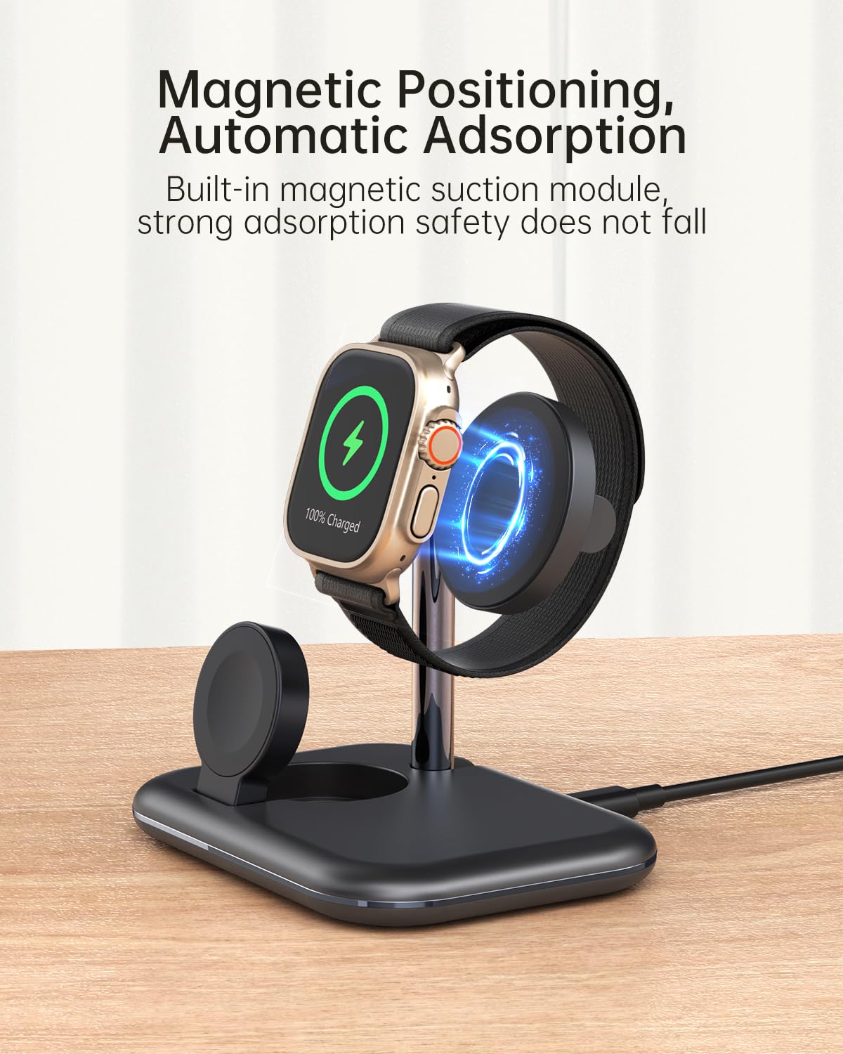 Support de Chargement pour Apple Watch 9/ Ultra 2, Station de Chargement Pliable 2 en 1 pour Apple Watch Series, Station de Chargement sans Fil Compatible avec l'Apple Watch Ultra/8/7/6/5