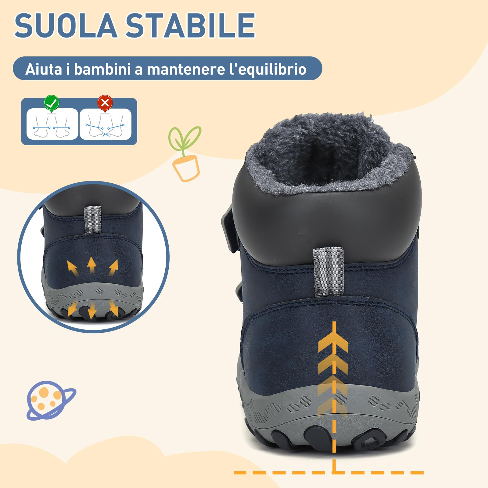 Mishansha Scarpe Invernali Bambini Stivaletti Neve Blu Scuro 26EU