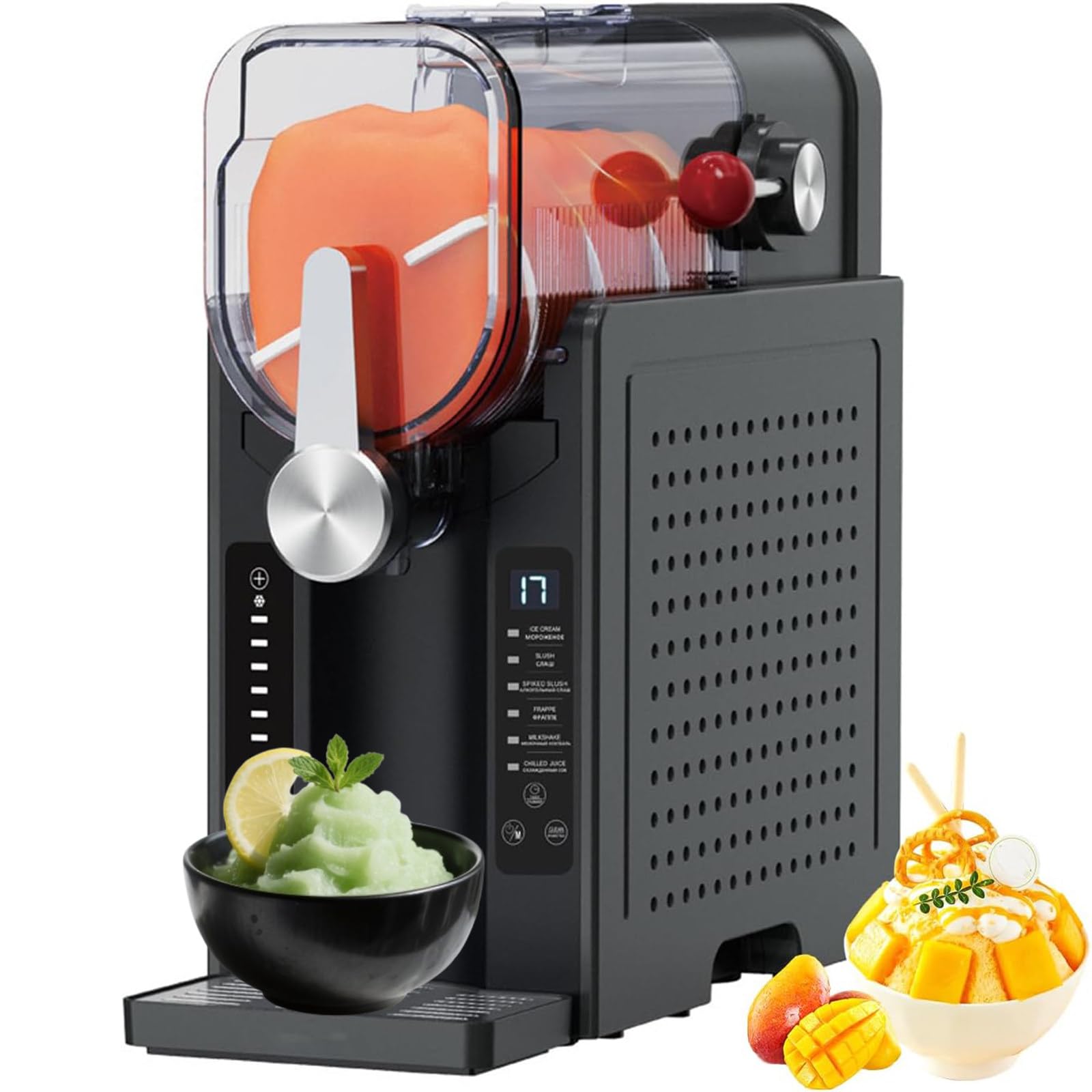 KJZQXYX Slushie Machine,Rozen Drink Maker,with 6 Presets, No Ice Needed, 360 Degrees Mixing,Ice Cream & Smoothie Machine, for Beverage Shop