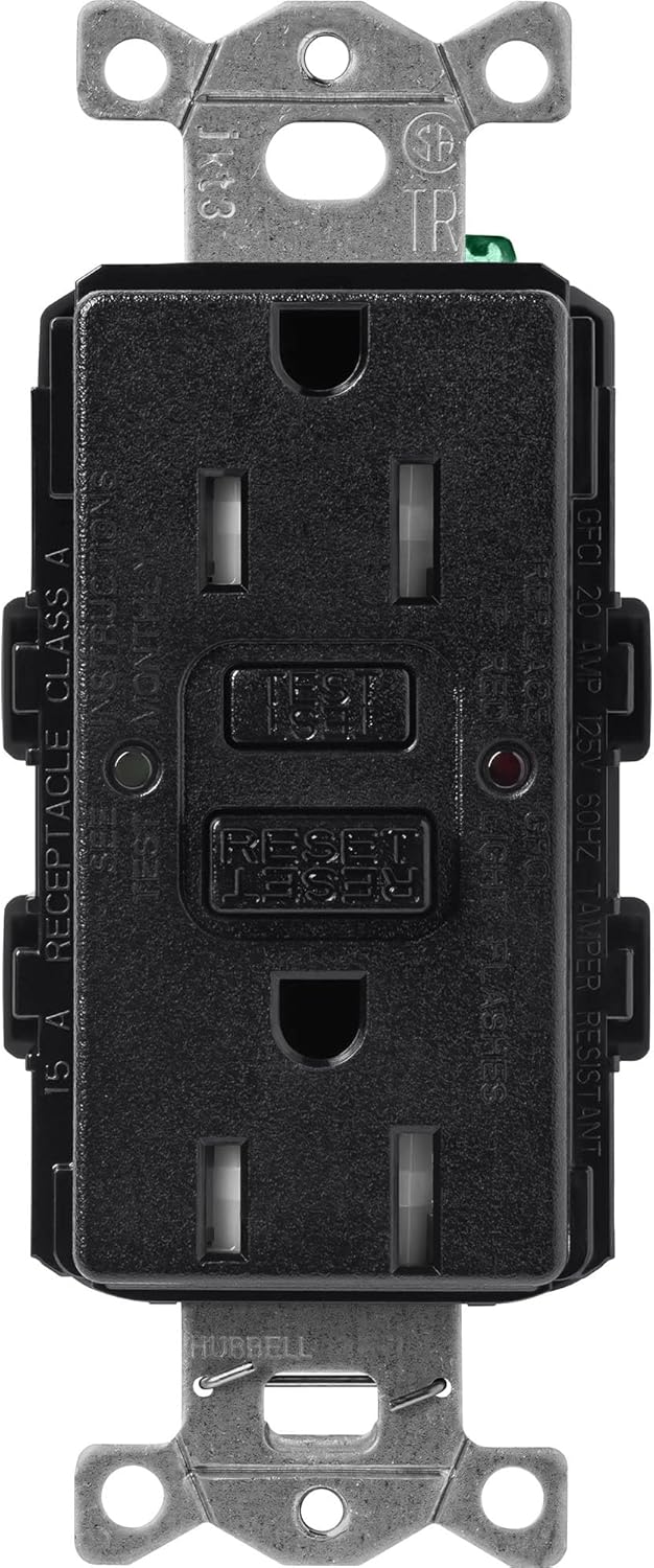 Lutron SCR-15-GFST-MN Claro Satin Colors 15-Amp Self-Testing Receptacle, Midnight