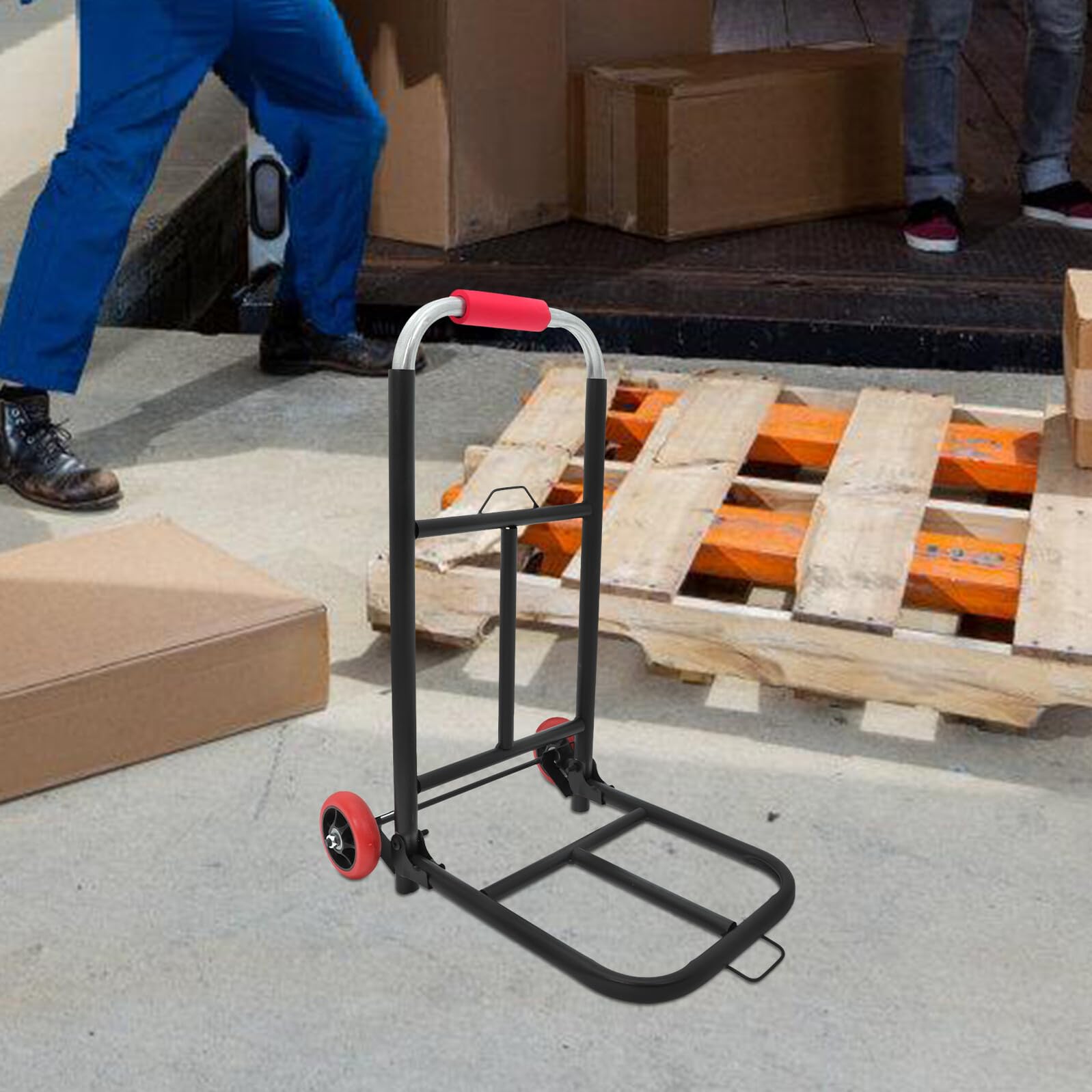 Carro de mano plegable con ruedas de poliuretano, carrito portátil para mamá y carrito de compras para un fácil manejo de materiales y transporte industrial, ligero y