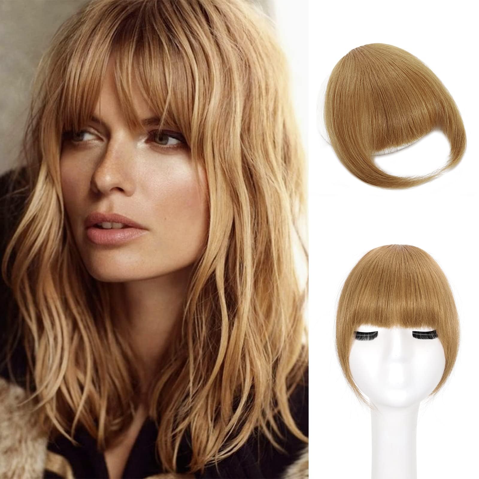 Clip in Bangs100 human hair Strawberry Blonde French Bangs in hair