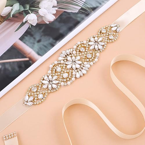 Miniatura 5 de Bridal Belt Handmade Crystal Wedding Sash Rhinestone Sash for Flower Girl Evening Dress