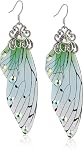 Faerie Butterfly Wing Foil Rhinestone Earrings Necklace Set Unique Fairy Simulation Big Monarch Butterflies Earring Classy Handmade Jewelry for Women Girls