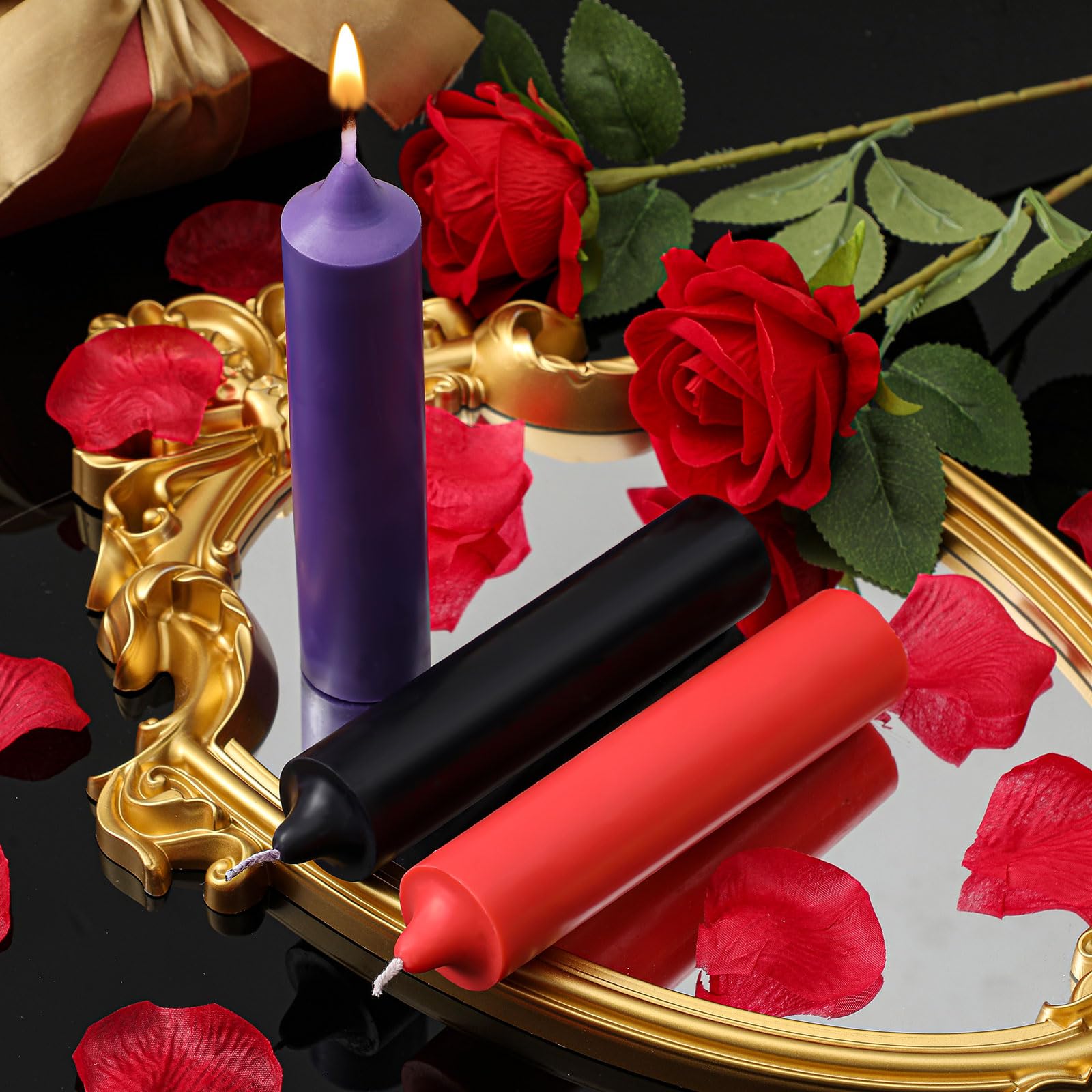 Tisancy 3 velas grandes de baja temperatura, velas románticas de bajo calor, velas románticas de cera para amantes de San Valentín, parejas, bodas, decoración del hogar