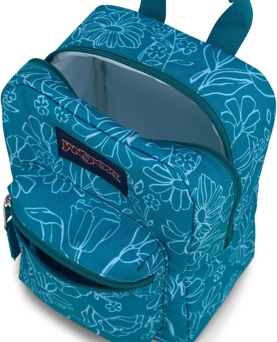 JanSport Big Break Insulated Lunch Bag - Small Soft-Sided Cooler Ideal for Class, Work, or Meal Prep, Delightful Daisies Green
