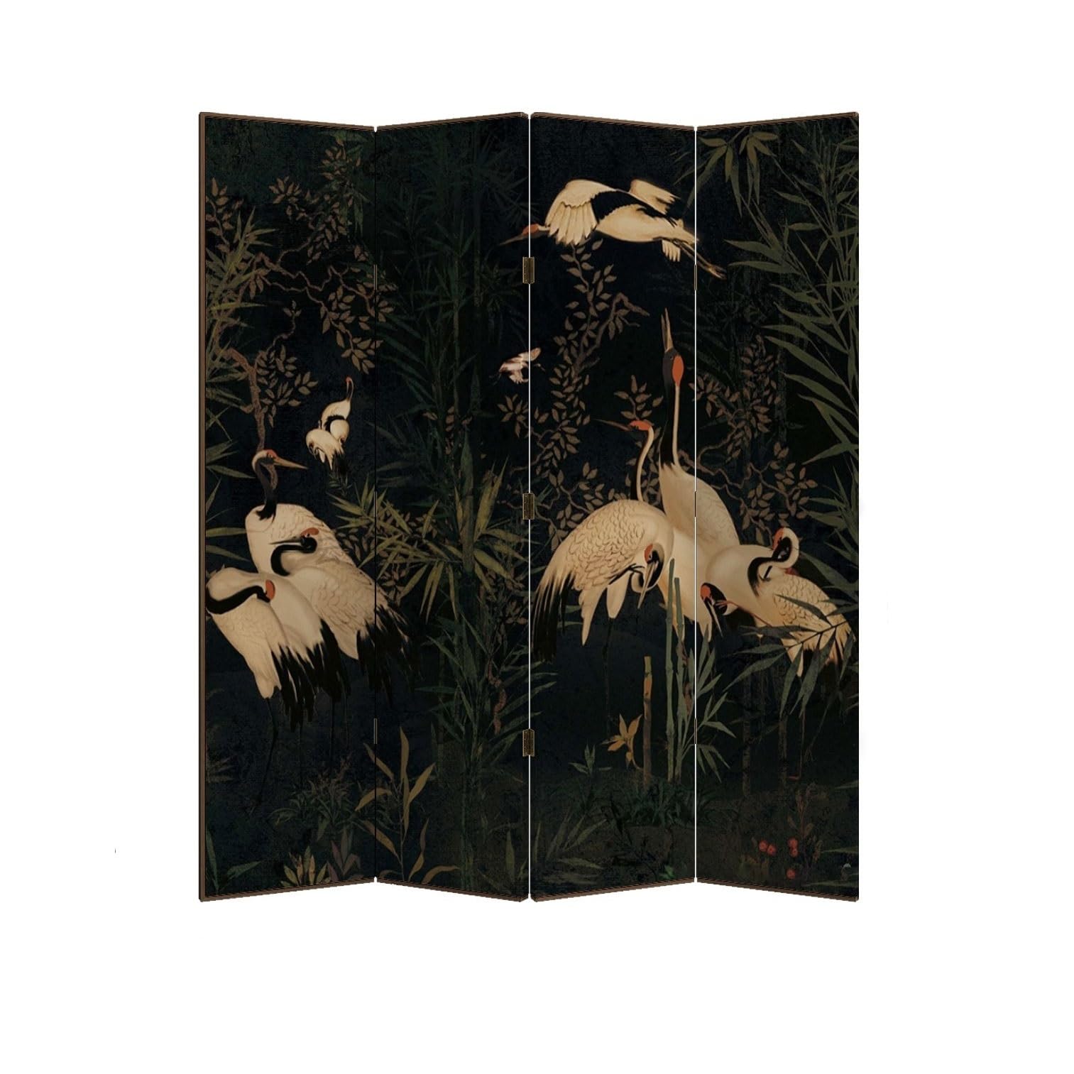 Privacy Screen Creative Screen Partition Movable Retro Crane Folding Privacy Home Living Room Entrance Chinese Room Divider