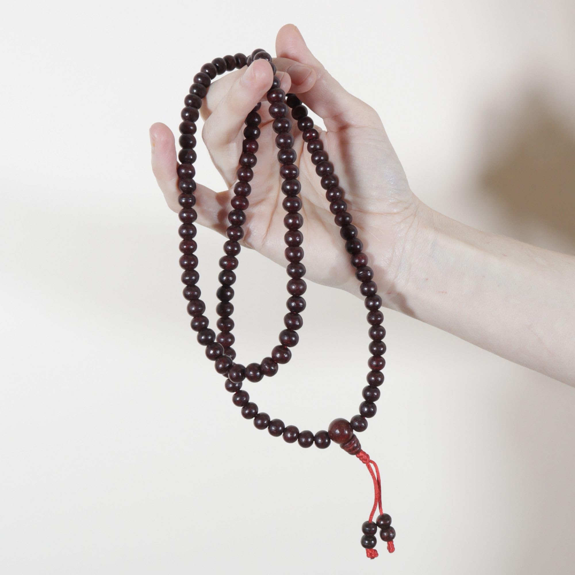 Gebetskette Mala Kette Rosenholz Perlen bordeaux Halskette Meditationskette