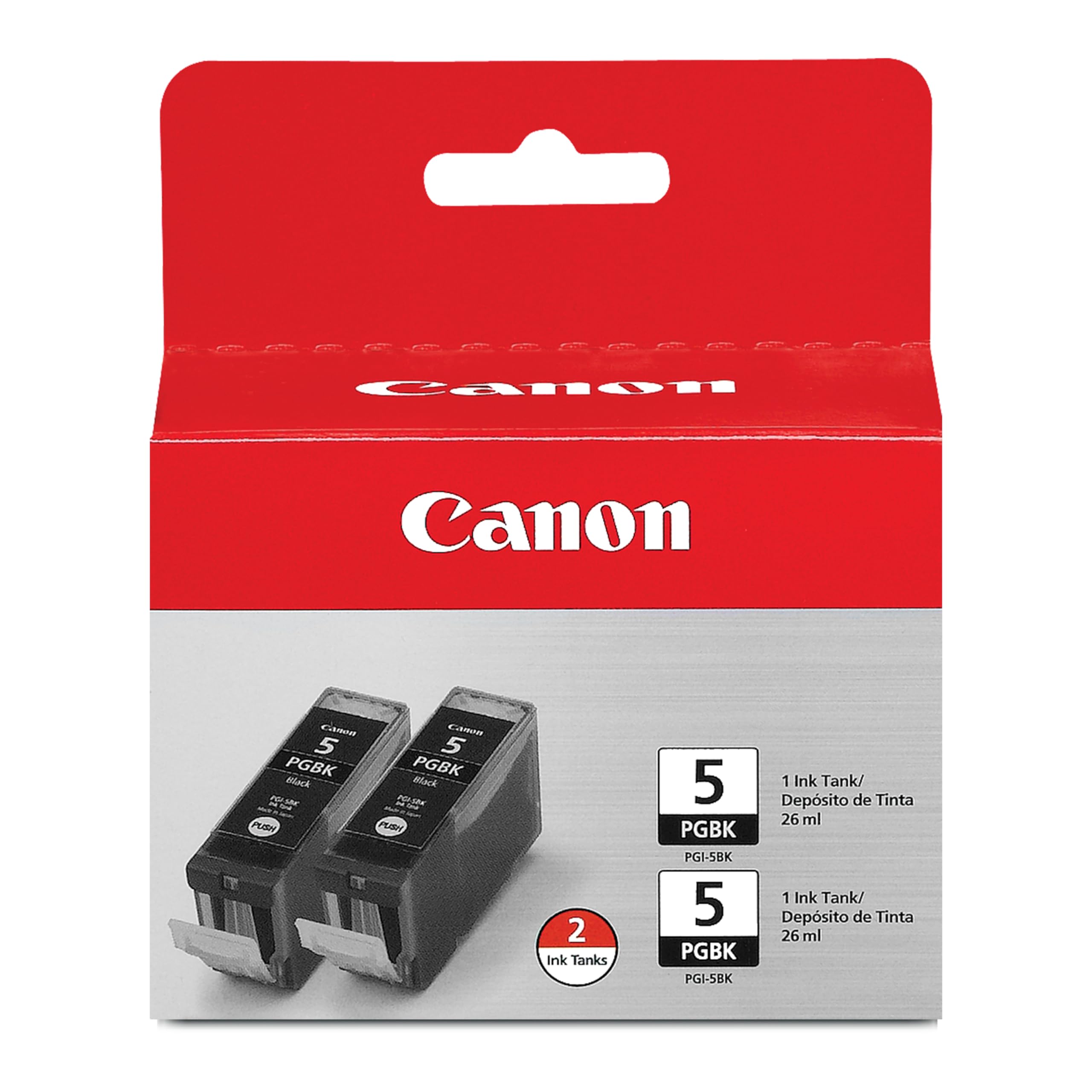 PGI-5 Genuine Black Twin Pack, Compatible with iP4300, iP3500, iP3300, MP970, MP960, MP950, MP800R, MP830, MP810, MP800, MP500, MX850, MX700, MP610, MP600, MP530, MP520, and MP510 Printers