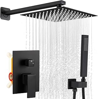 30+ Marble Bathroom Decor Ideas For Spa-Like Spaces 20 Matte Black Shower Faucet Set, Rainfall Bathroom Shower System Fixture 1...