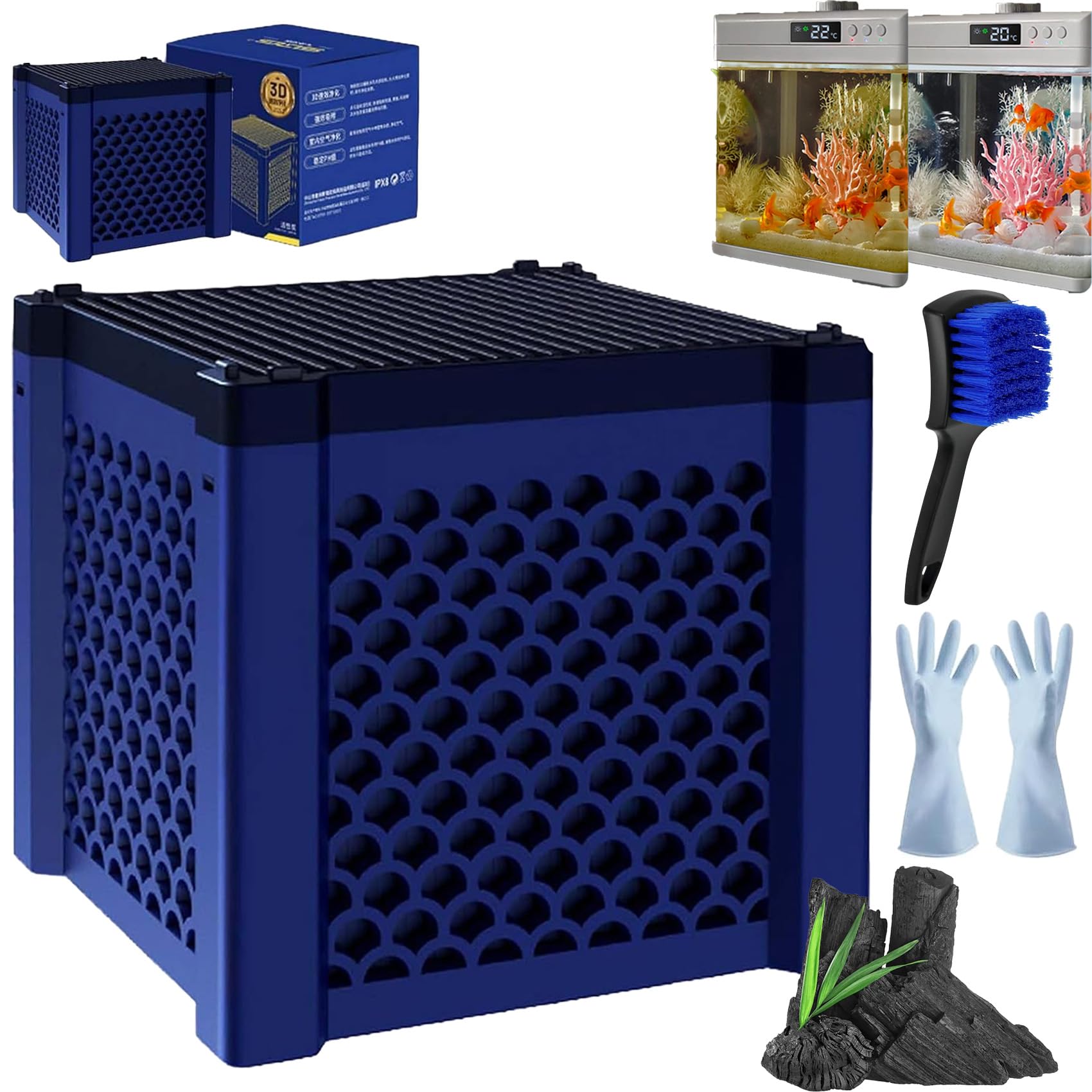 DASHENRAN Pure Cube Water Trough Filter, Filternatur Horse Water Trough Filter, Purecube 2.0 - for Cleaning Your Water Troughs, Super Strong Filtration Activated Carbon Filter Media (Blue)