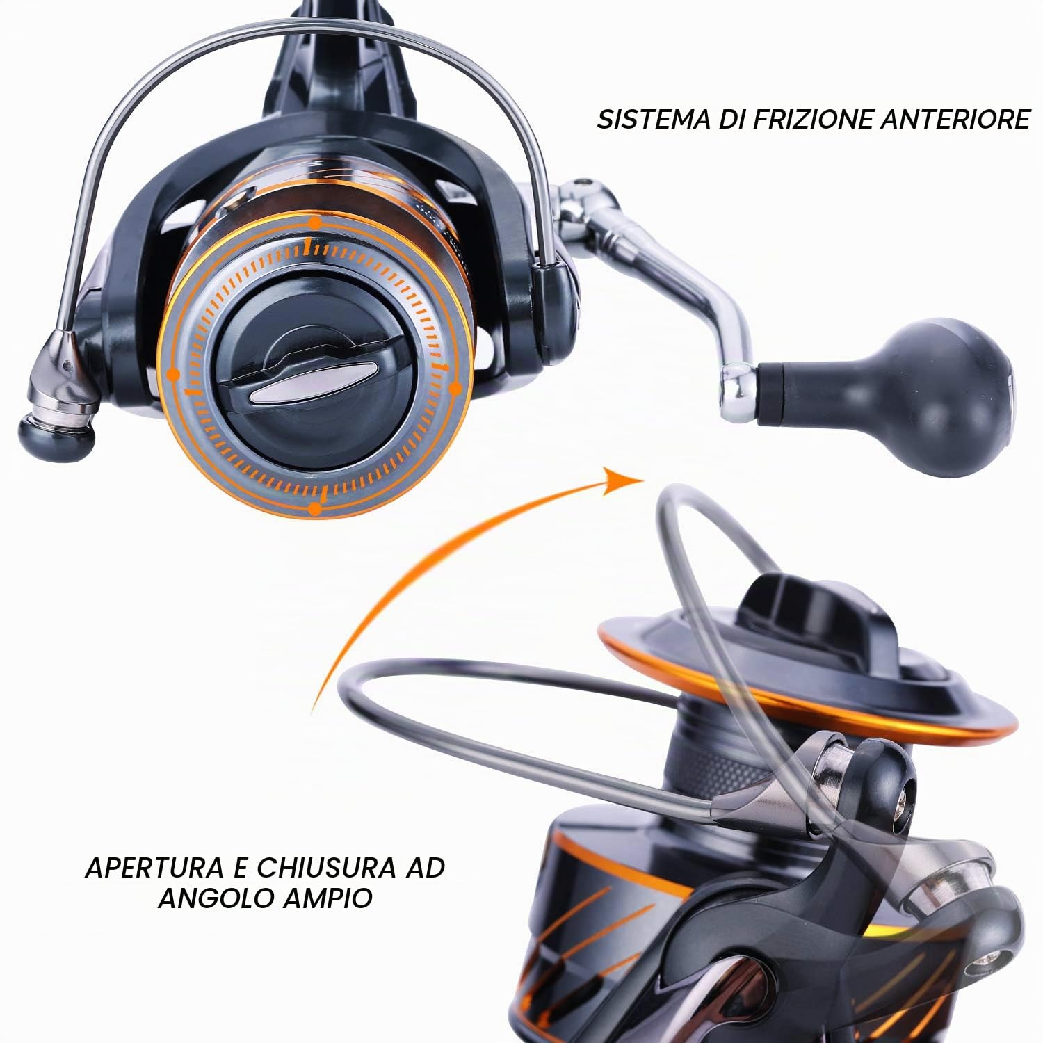 Sougayilang - Mulinello da pesca alla carpa 5+1 blindato in acciaio inox BB - Drag in fibra di carbonio
