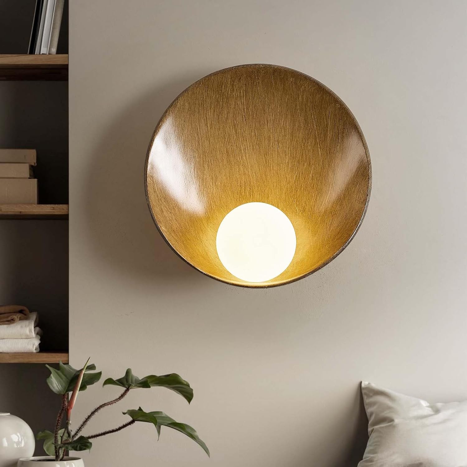 Farmhouse Wall Sconces, Woodgrain Finish Resin Wall Sconces, Mid Century Modern Decor Wall Lamp, Hardwired Indoor Wall Light Fixture for Bedroom, Bathroom, Hallway