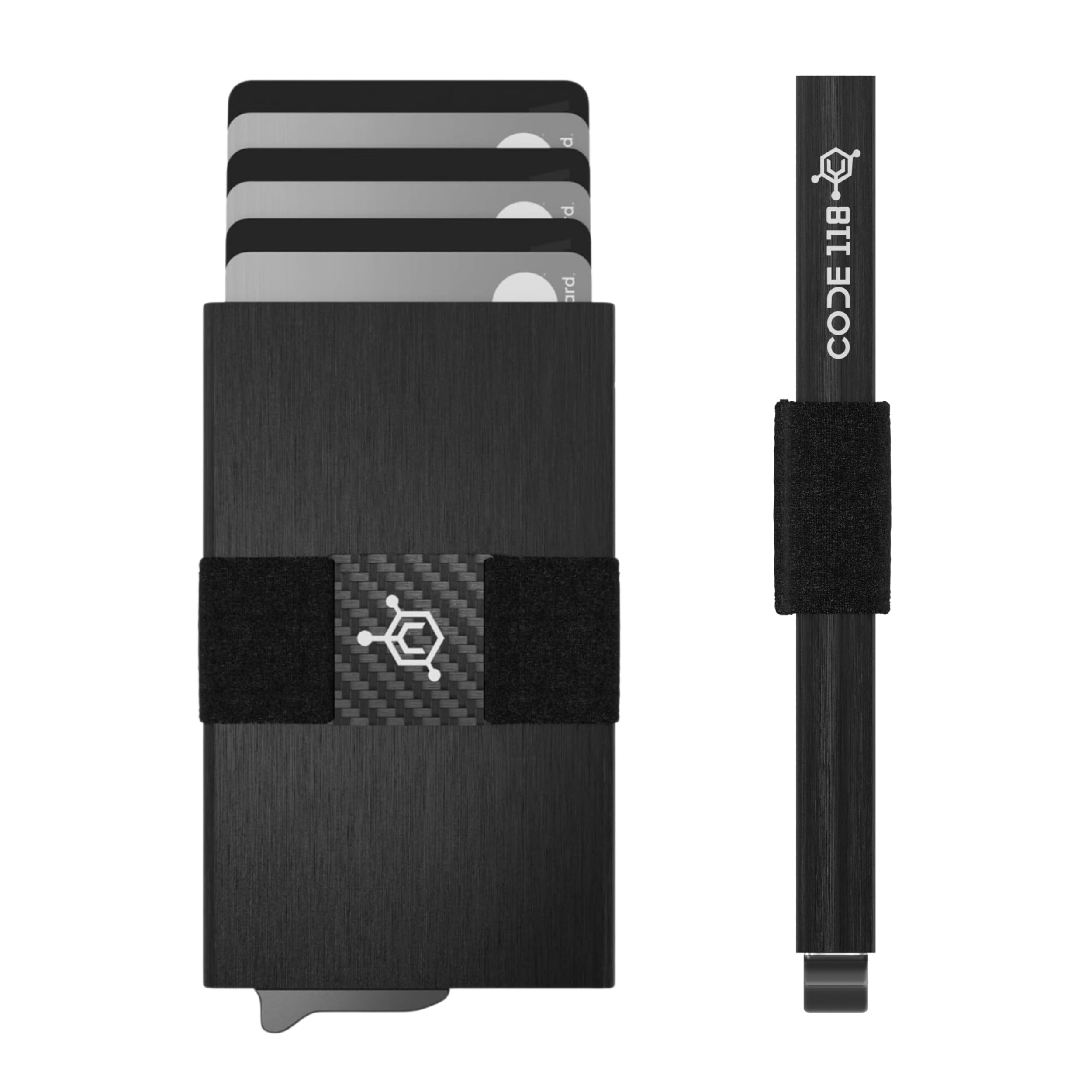 CODE 118 Wallet for Men - Slim Minimalist Aluminum Smart Wallet with RFID Blocking - Compact cash and Credit card holder with Pop Up Ejector (Classic,