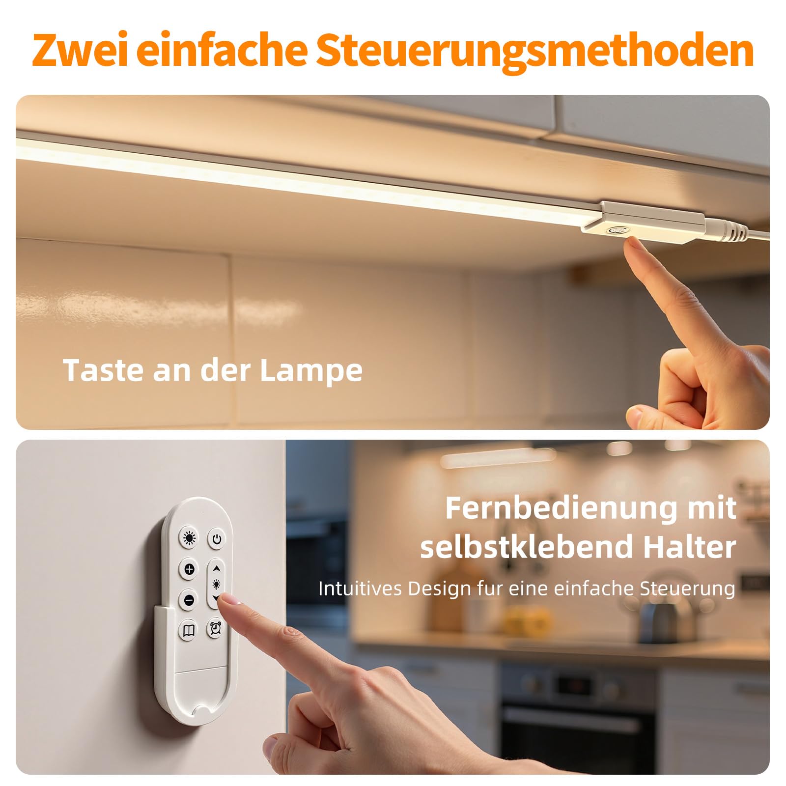 Unterbauleuchte Küche LED 1M, Dimmbar LED Lichtleiste Selbstklebend mit Fernbedienung, Flexibel Silikon Unterschrank Beleuchtung inkl. 24V Netzteil für Küche, Schlafzimmer, Wohnzimmer, Büro
